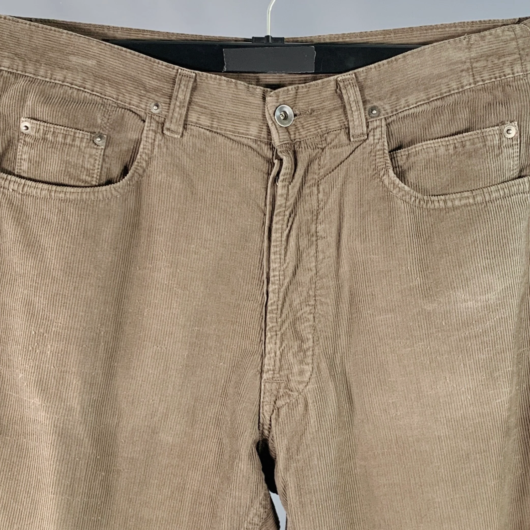 DRKSHDW Size 33 Grey Taupe Corduroy Cotton Distressed Raw Edge Button Fly Casual Pants - Image 3