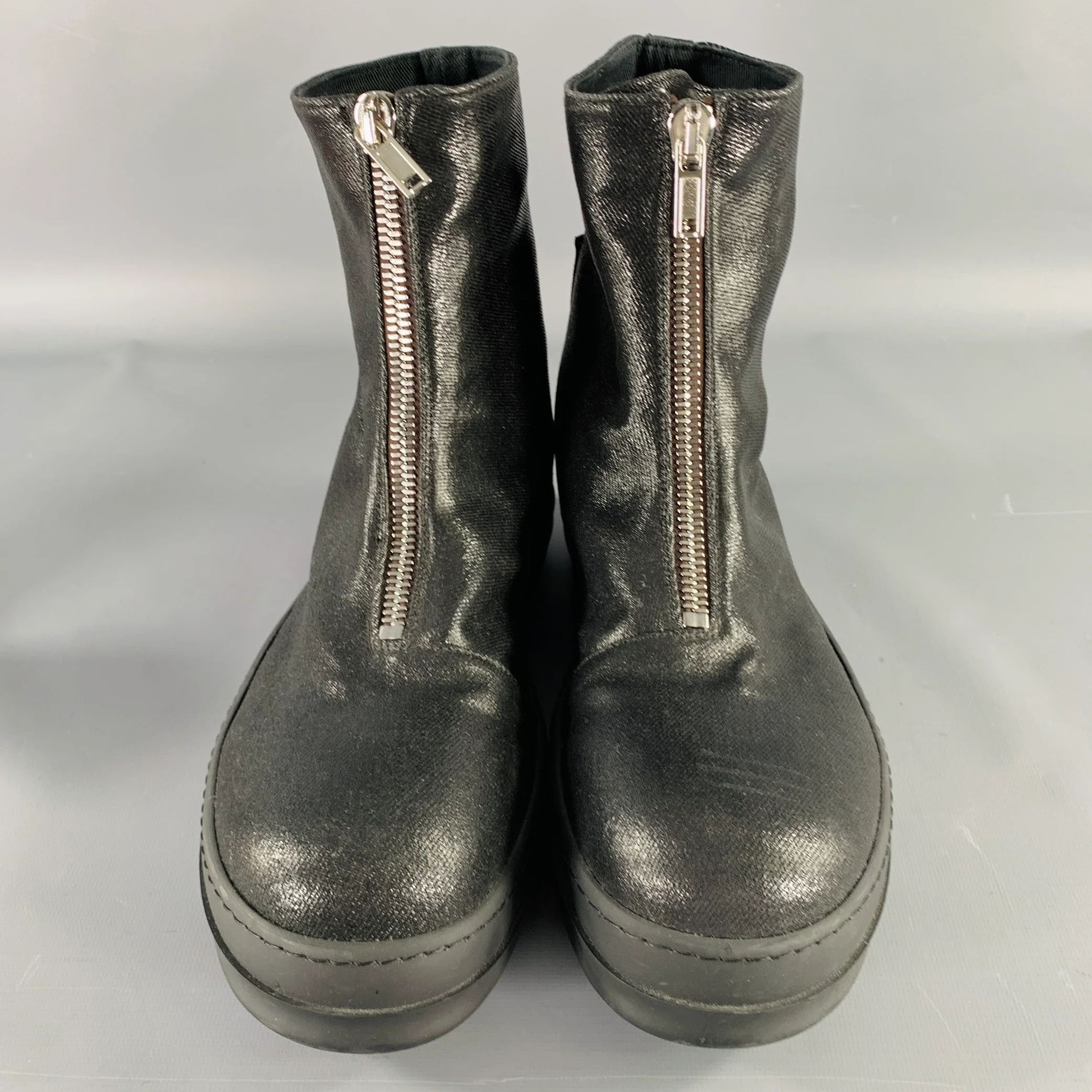 DRKSHDW Size 9 Black Coated Canvas High Top Sneakers - Image 4