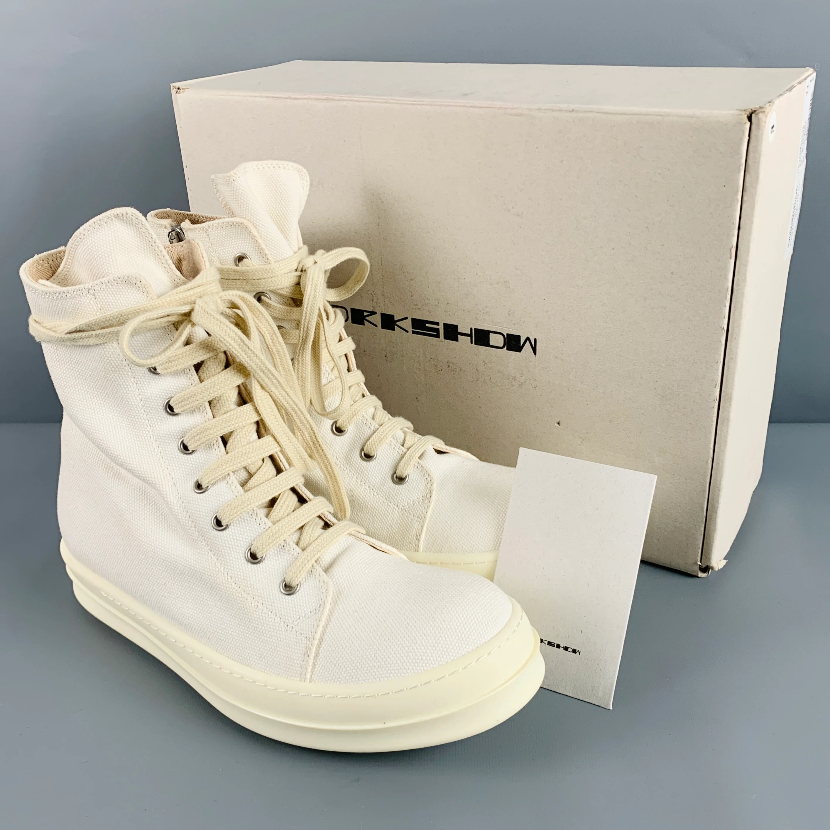 DRKSHDW Size 9 White Canvas High Top Sneakers - Image 7