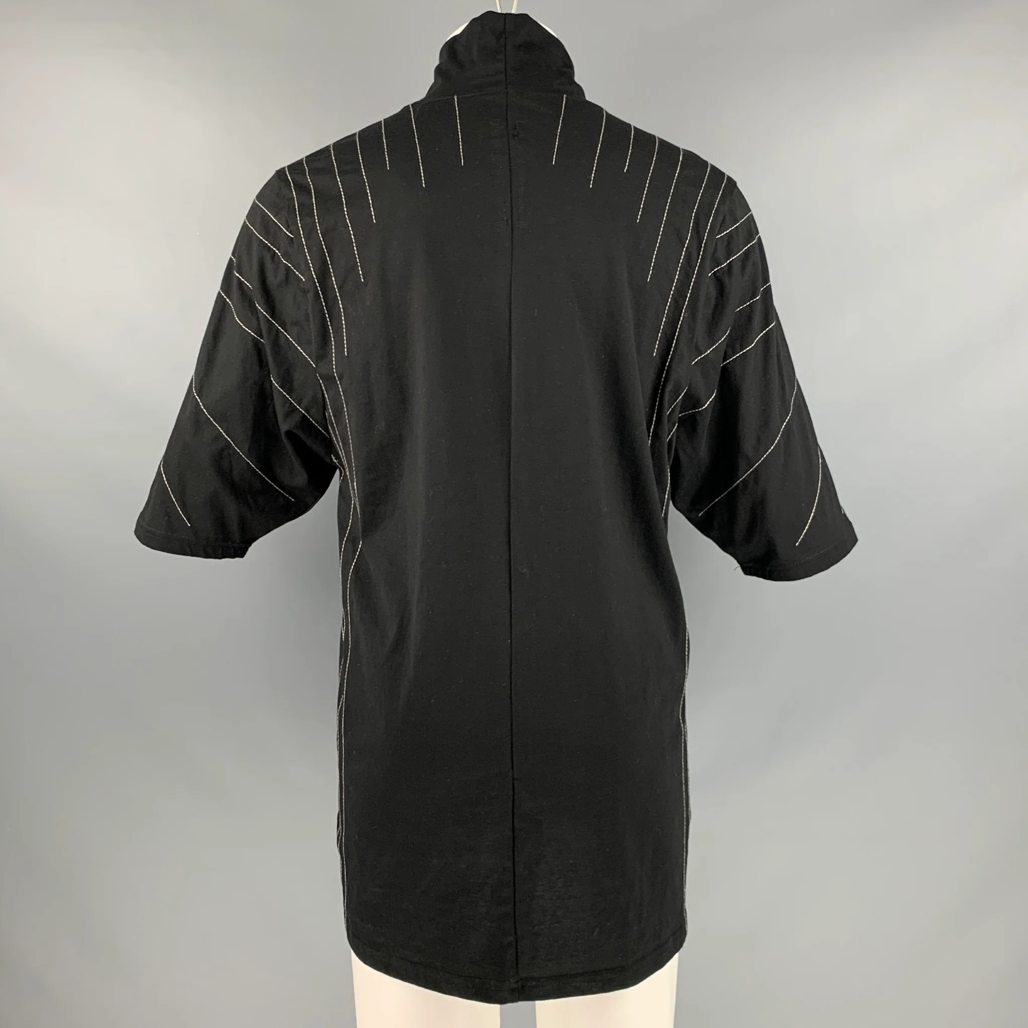 DRKSHDW Size M Black White Contrast Stitch Cotton Turtleneck Pullover - Image 4