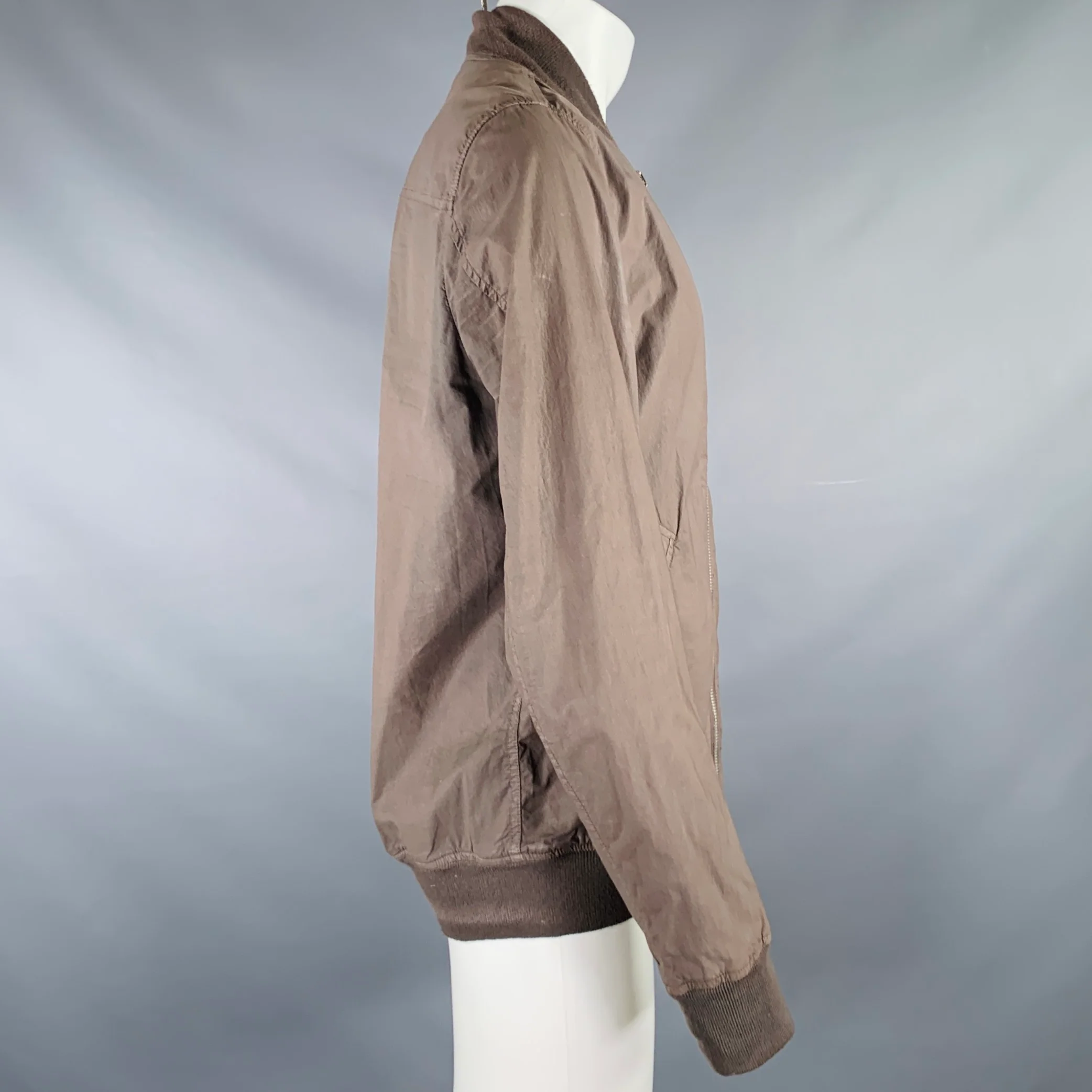 DRKSHDW Size M Khaki Taupe Cotton Blend Zip Up Jacket - Image 2