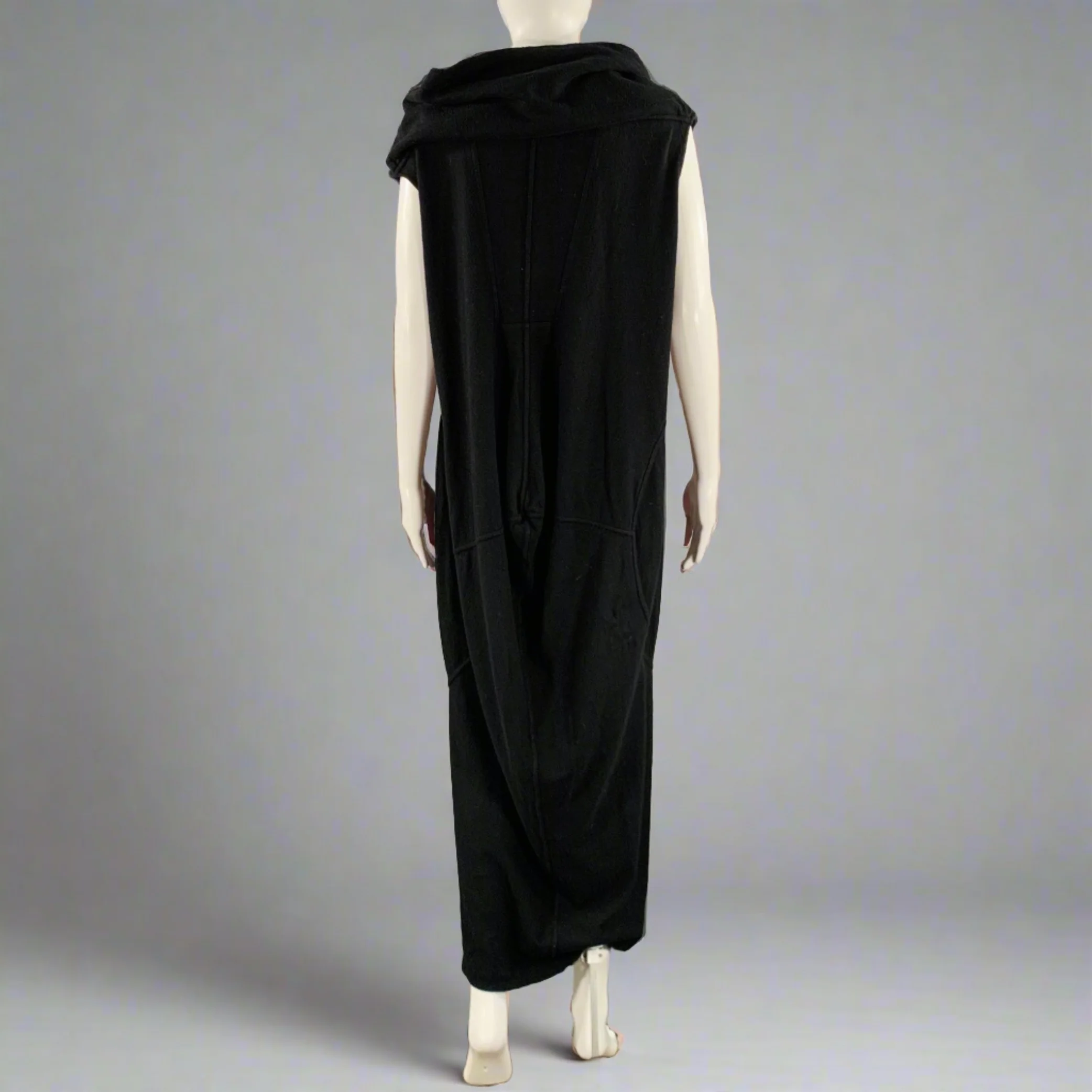 DRKSHDW Size S Black Cotton Draped Sleeveless Dress - Image 4