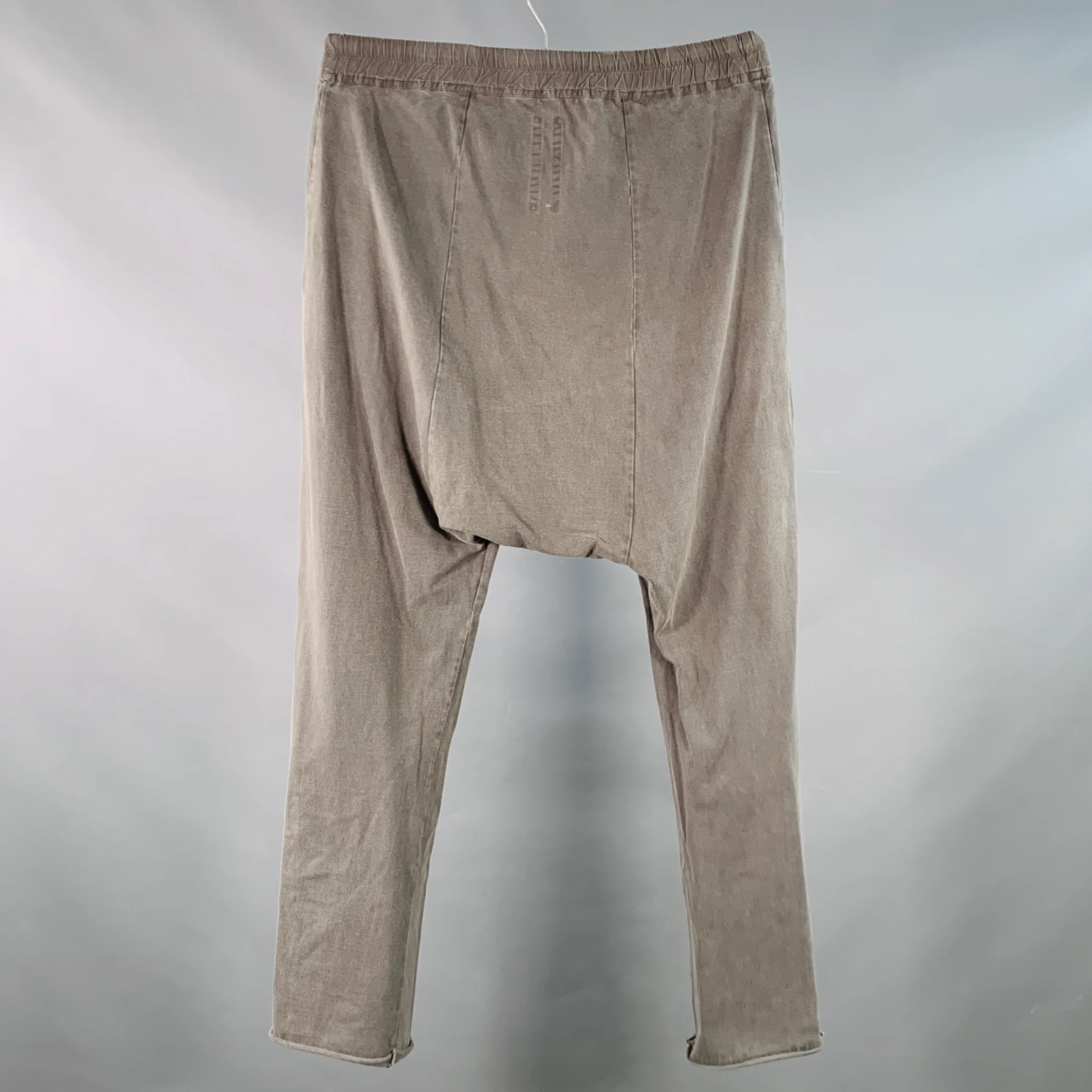 DRKSHDW Size S Grey Cotton Drop Crotch Drawstring Casual Pants - Image 2