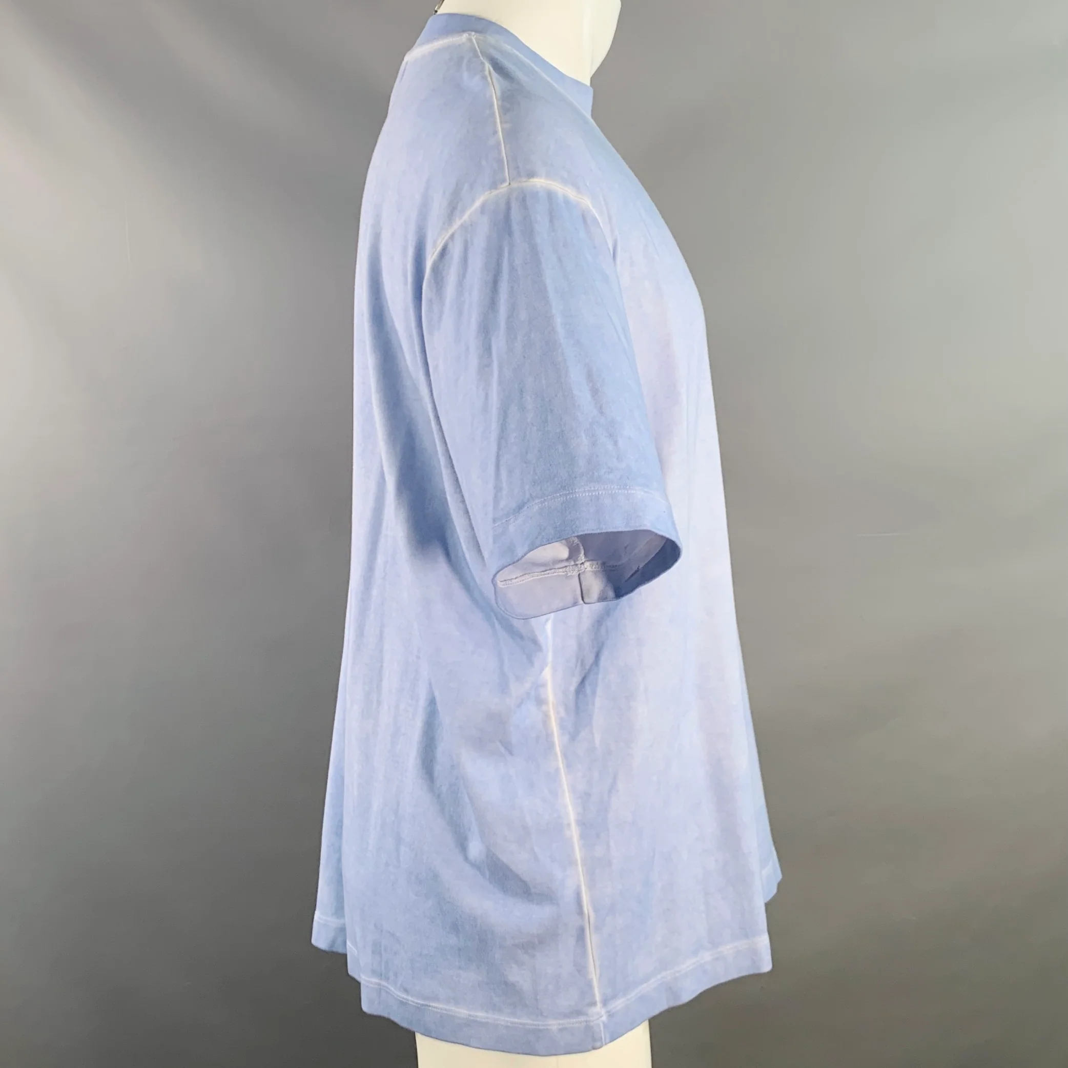 DRO'LE DE MONSIEUR Size M Blue Dyed Cotton Jersey Crew Neck T-shirt - Image 2