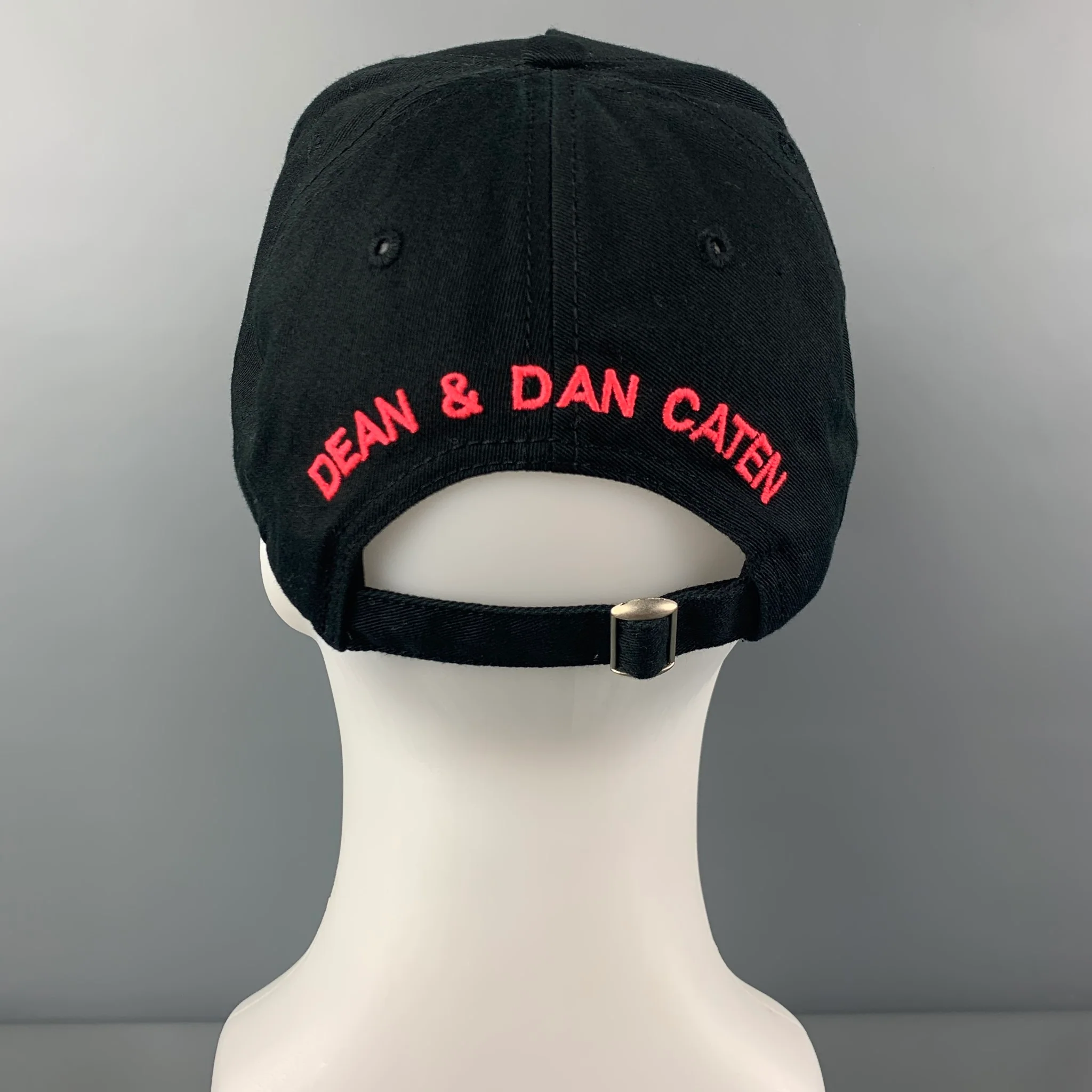 DSQUARED2 Black Pink Embroidered Canvas Hat - Image 4