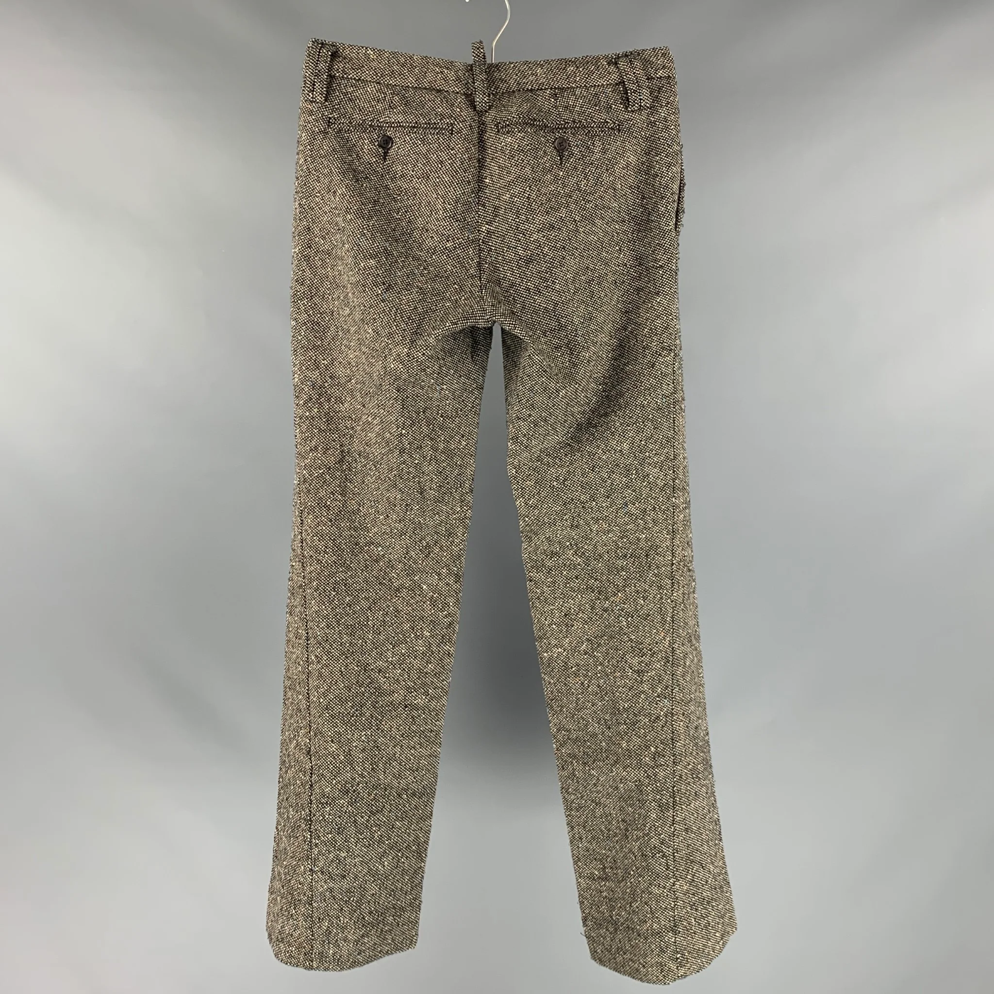 DSQUARED2 Size 30 Black Cream Nailhead Flat Front Casual Pants - Image 3