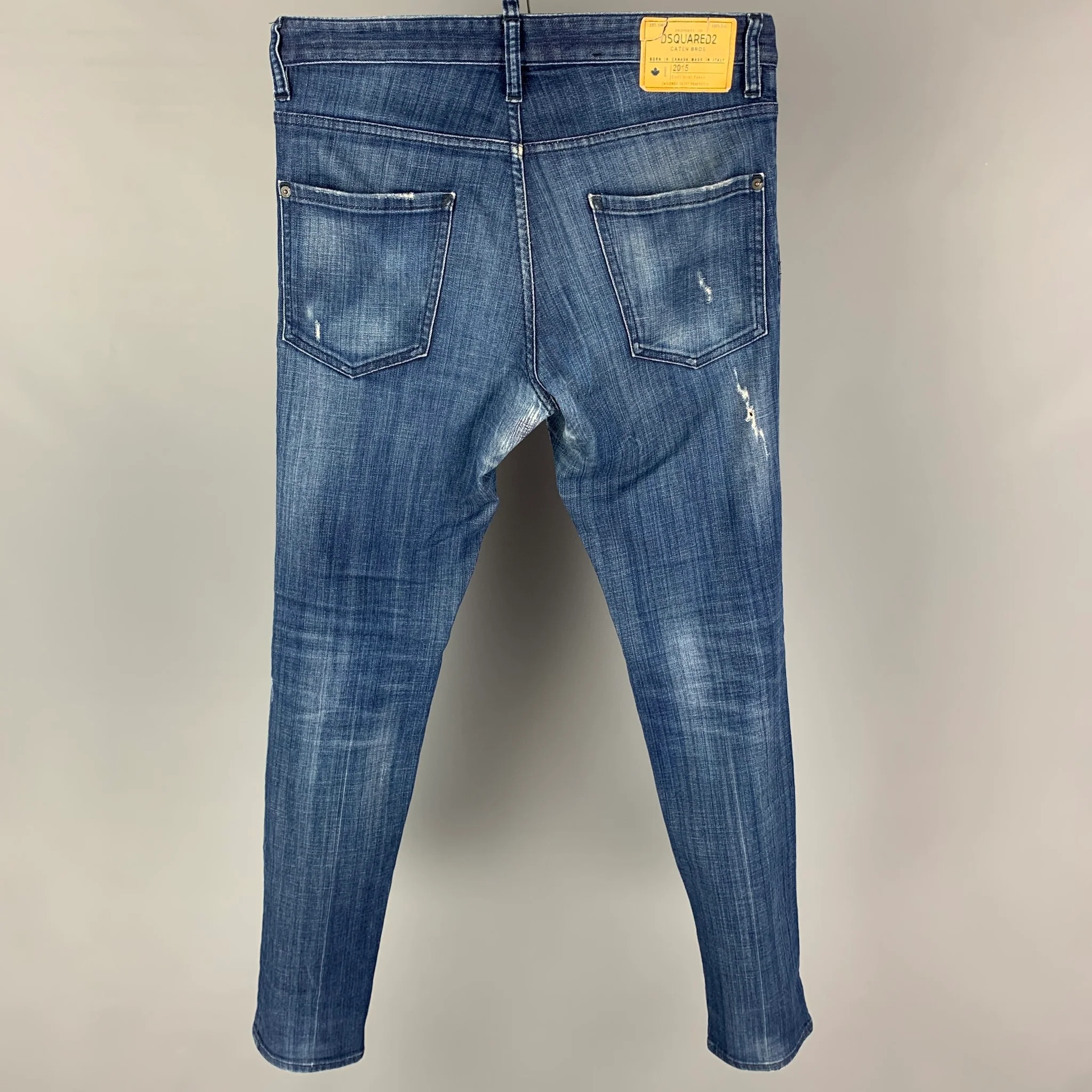 DSQUARED2 Size 30 Blue Distressed Cotton Skinny Jeans - Image 3