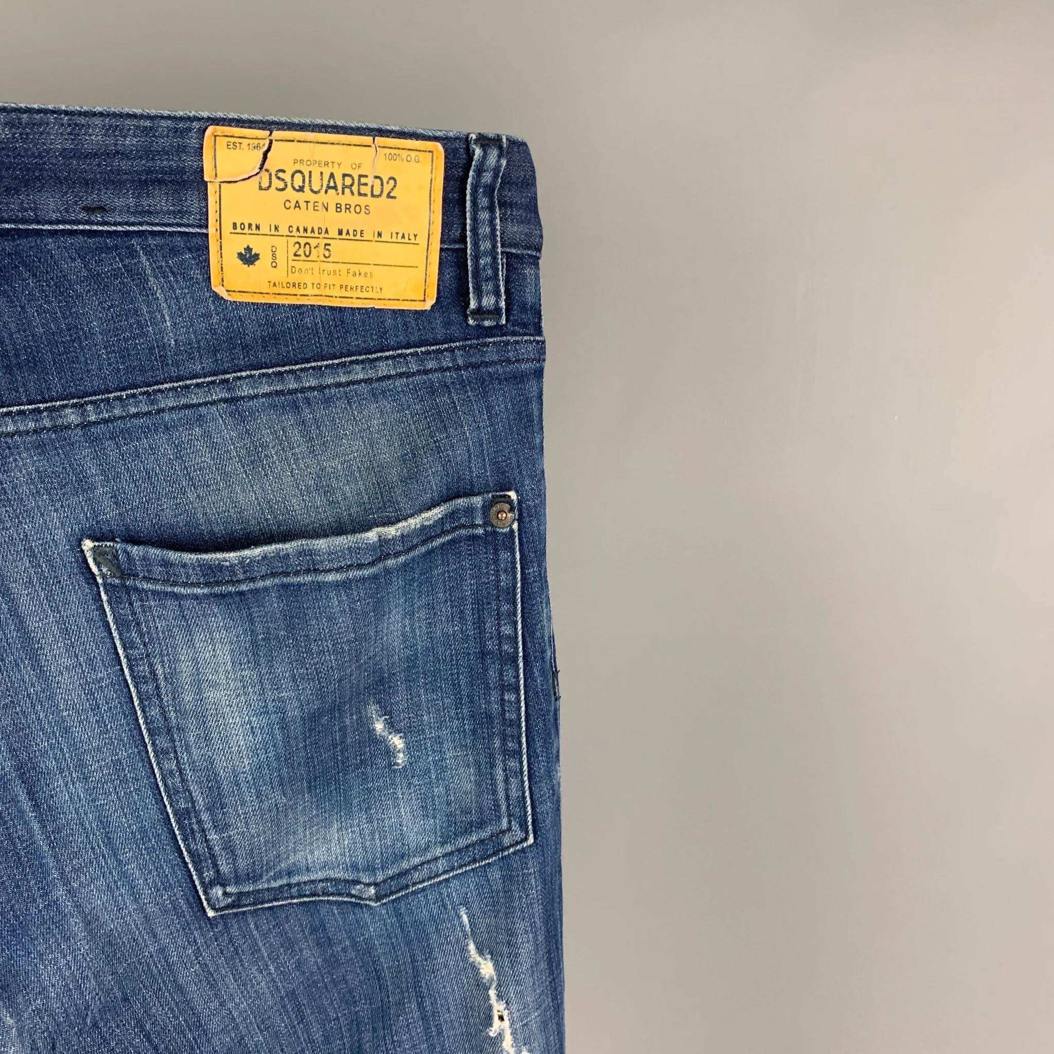 DSQUARED2 Size 30 Blue Distressed Cotton Skinny Jeans - Image 4