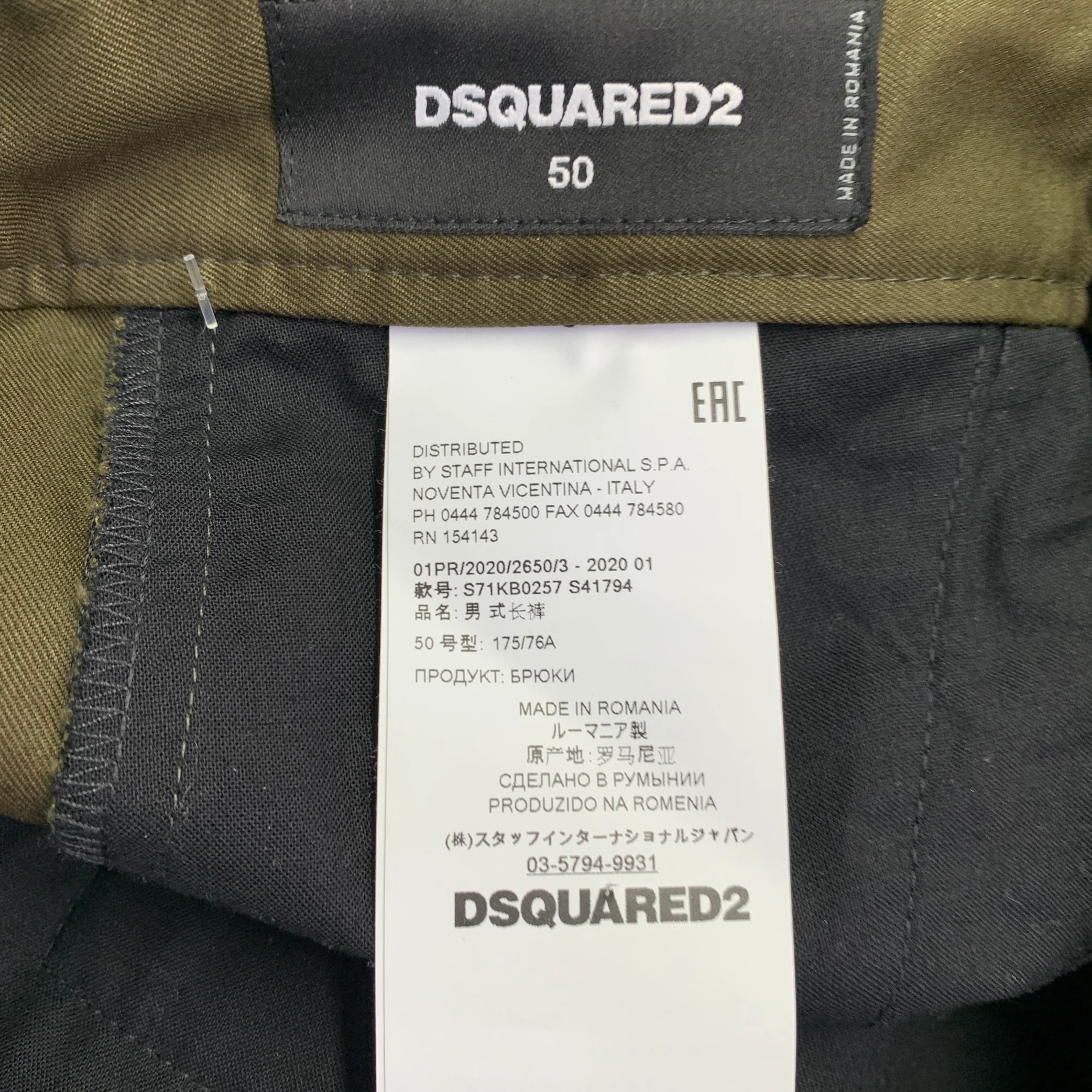 DSQUARED2 Size 34 Green Olive Twill Cotton Button Fly Casual Pants - Image 4