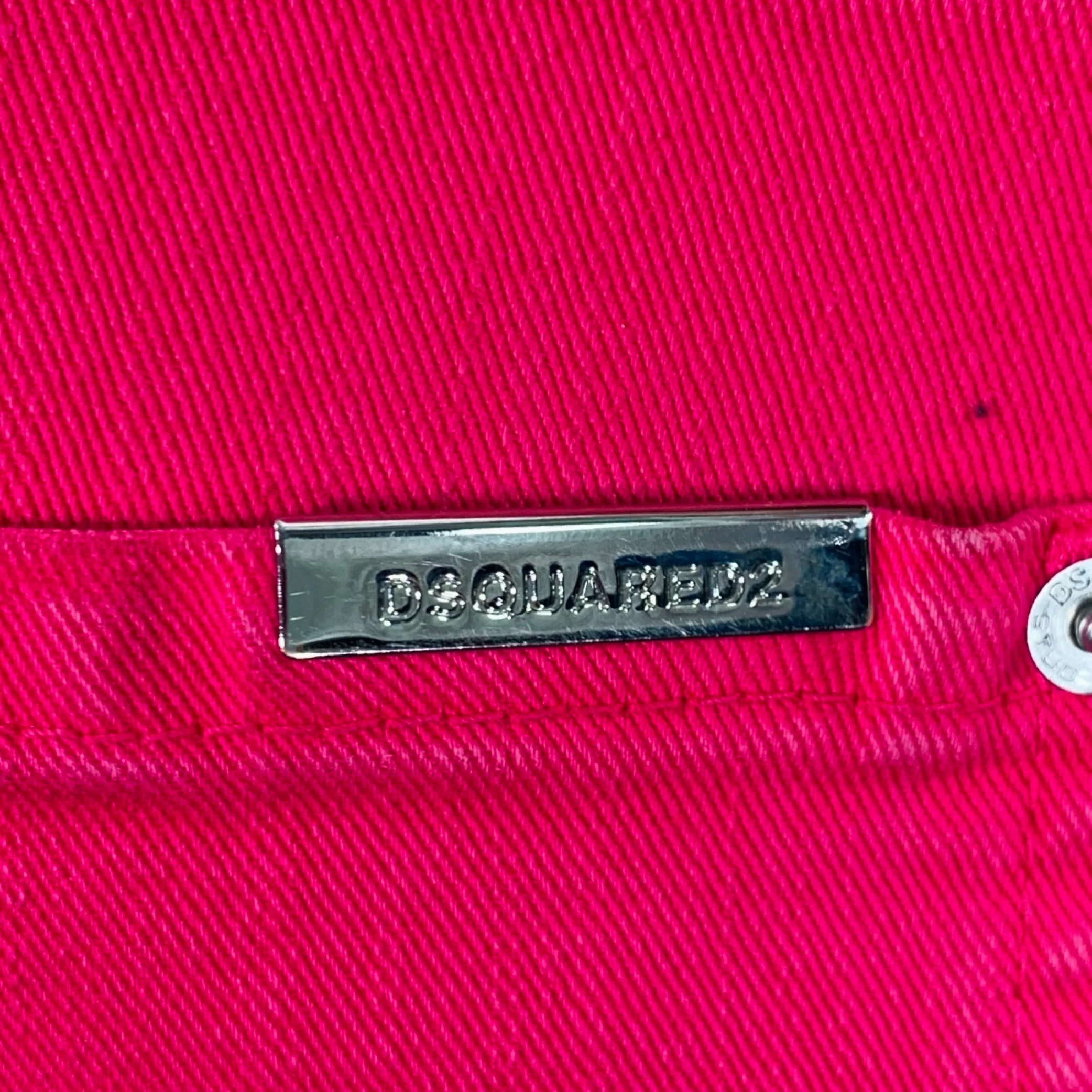 DSQUARED2 Size 34 Pink Fuchsia Distressed Cotton Blend Button Fly Jeans - Image 4