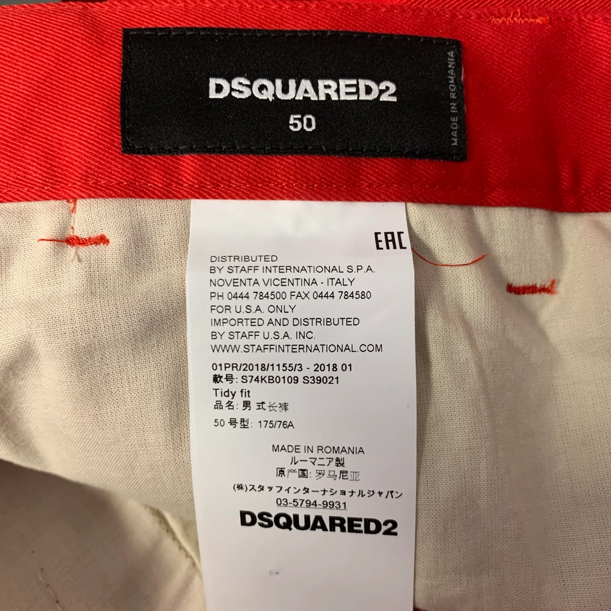 DSQUARED2 Size 34 Red Cotton Elastane Button Fly Pants - Image 5