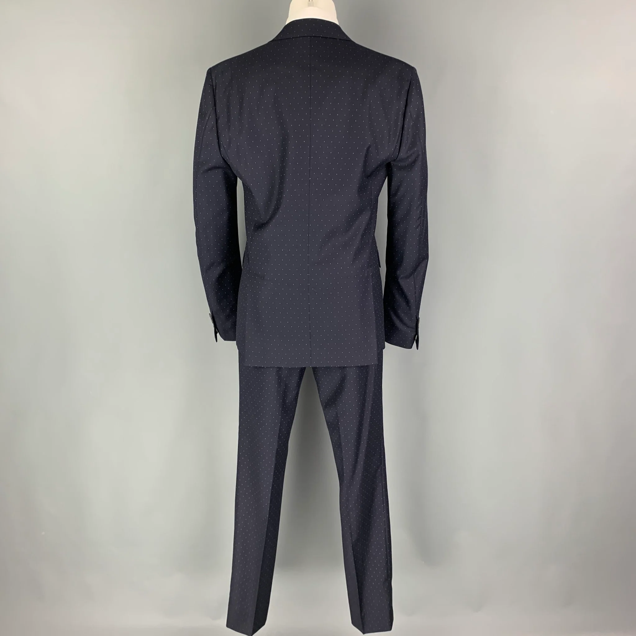DSQUARED2 Size 36 Navy White Dots Wool Notch Lapel Suit - Image 3