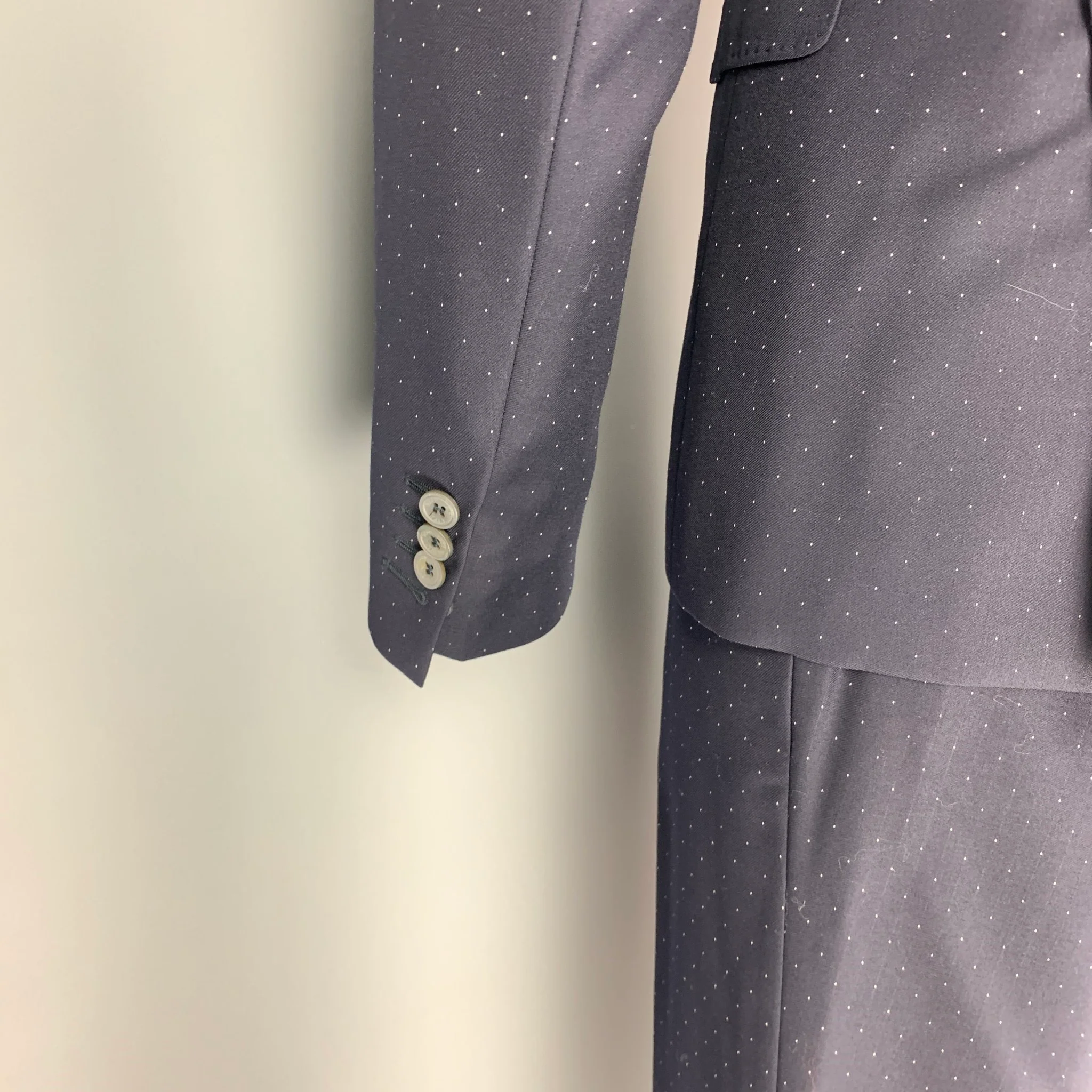 DSQUARED2 Size 36 Navy White Dots Wool Notch Lapel Suit - Image 4