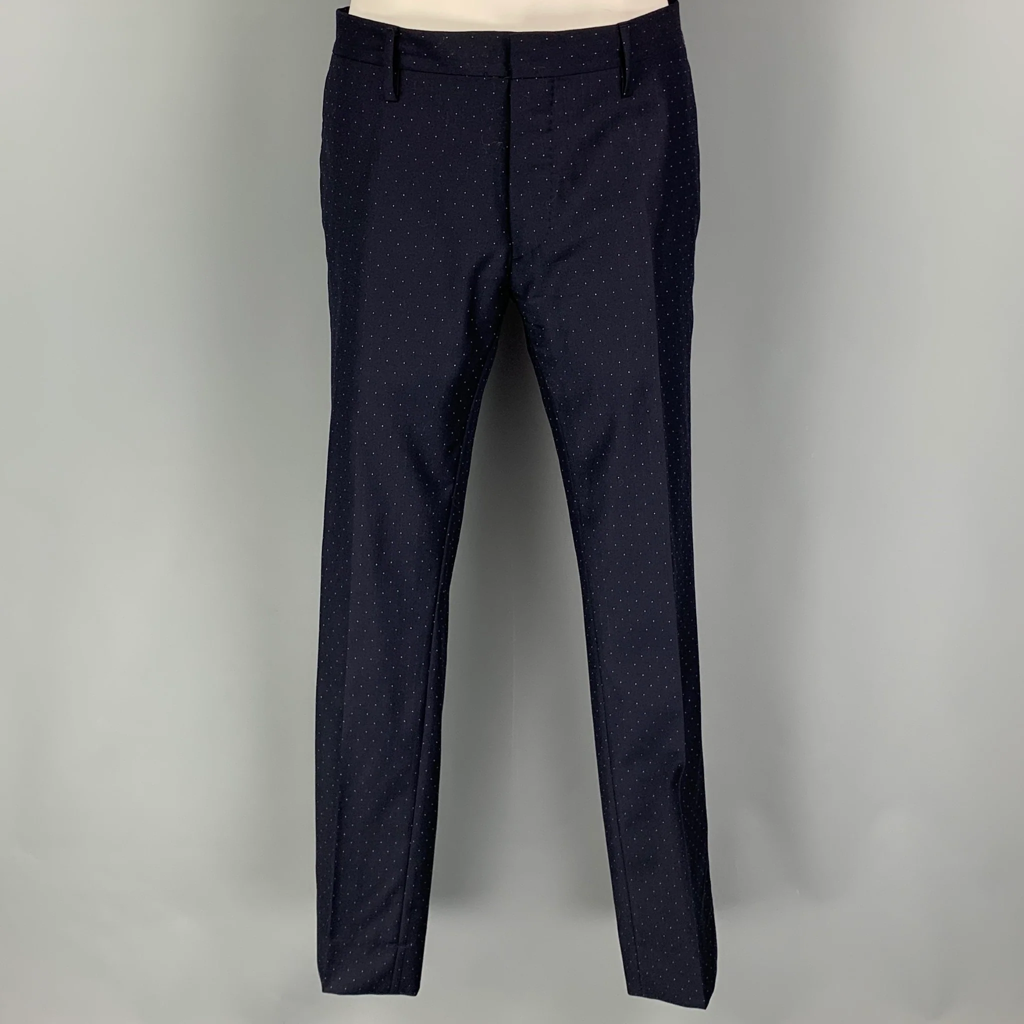 DSQUARED2 Size 36 Navy White Dots Wool Notch Lapel Suit - Image 5