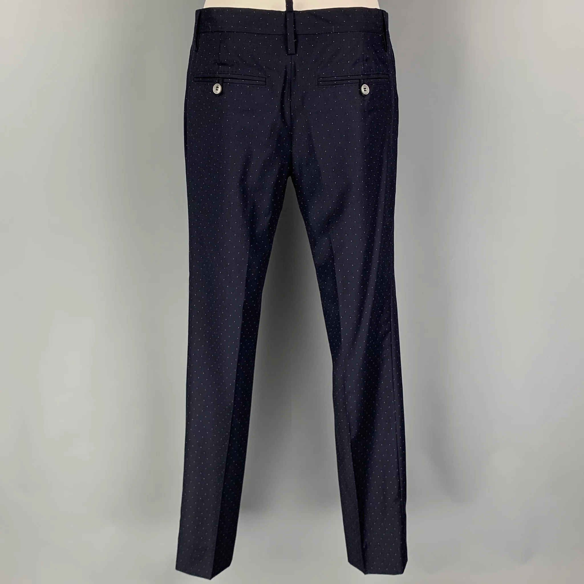 DSQUARED2 Size 36 Navy White Dots Wool Notch Lapel Suit - Image 6