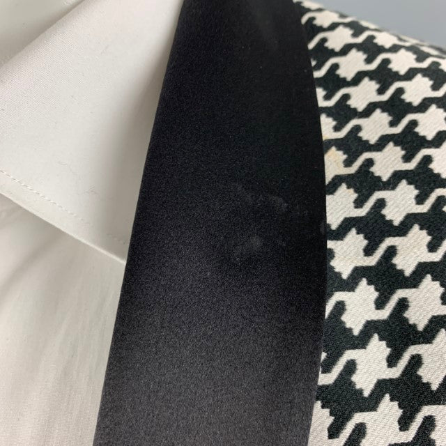 DSQUARED2  Size 38 Long Black White Houndstooth Cotton Silk Sport Coat - Image 4