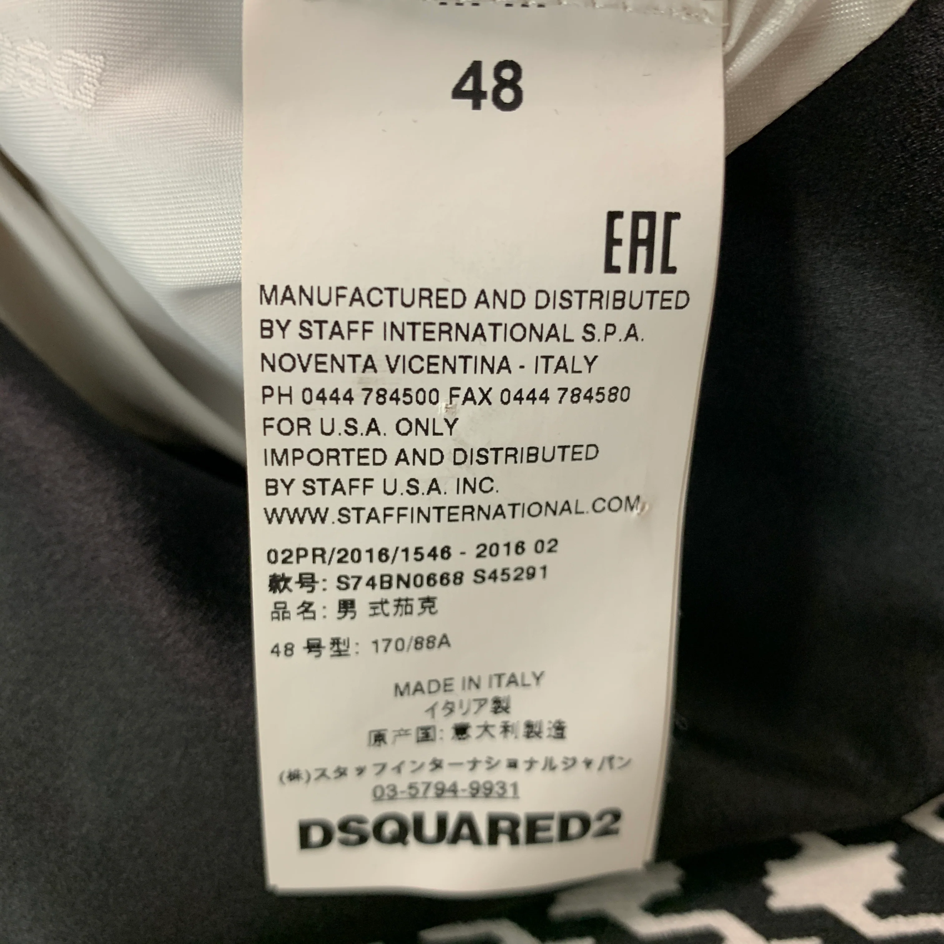 DSQUARED2  Size 38 Long Black White Houndstooth Cotton Silk Sport Coat - Image 7