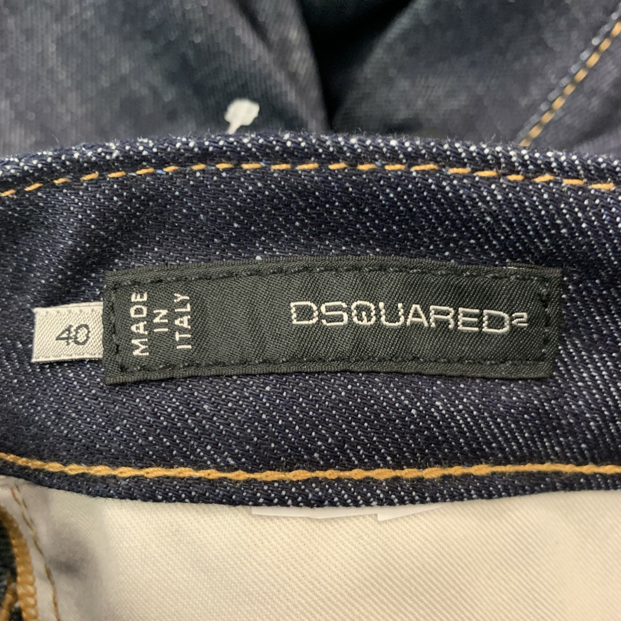 DSQUARED2 Size 4 Navy Cotton Contrast Stitch Button Fly Jeans - Image 3