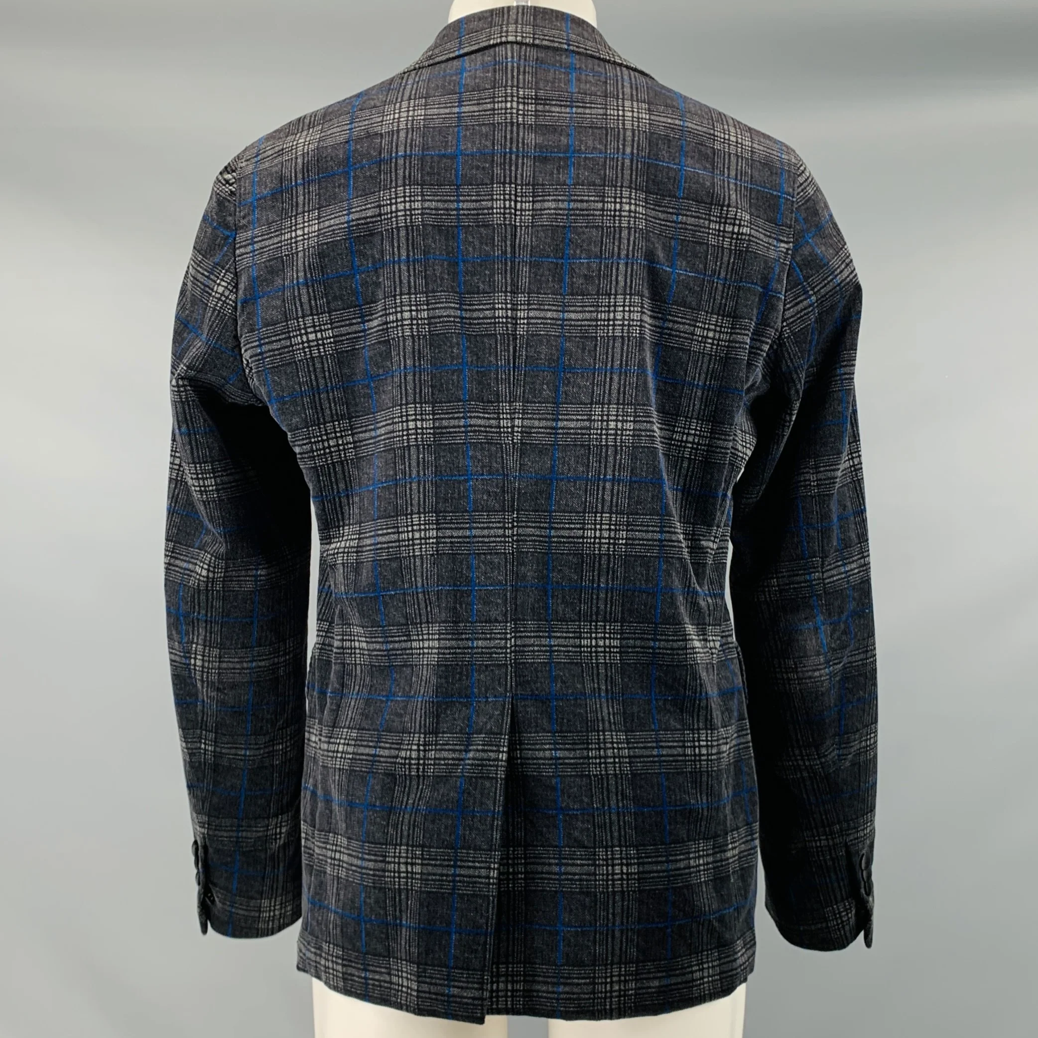 DSQUARED2 Size 40 Black Grey Plaid Cotton Blend Peak Lapel Sport Coat - Image 4