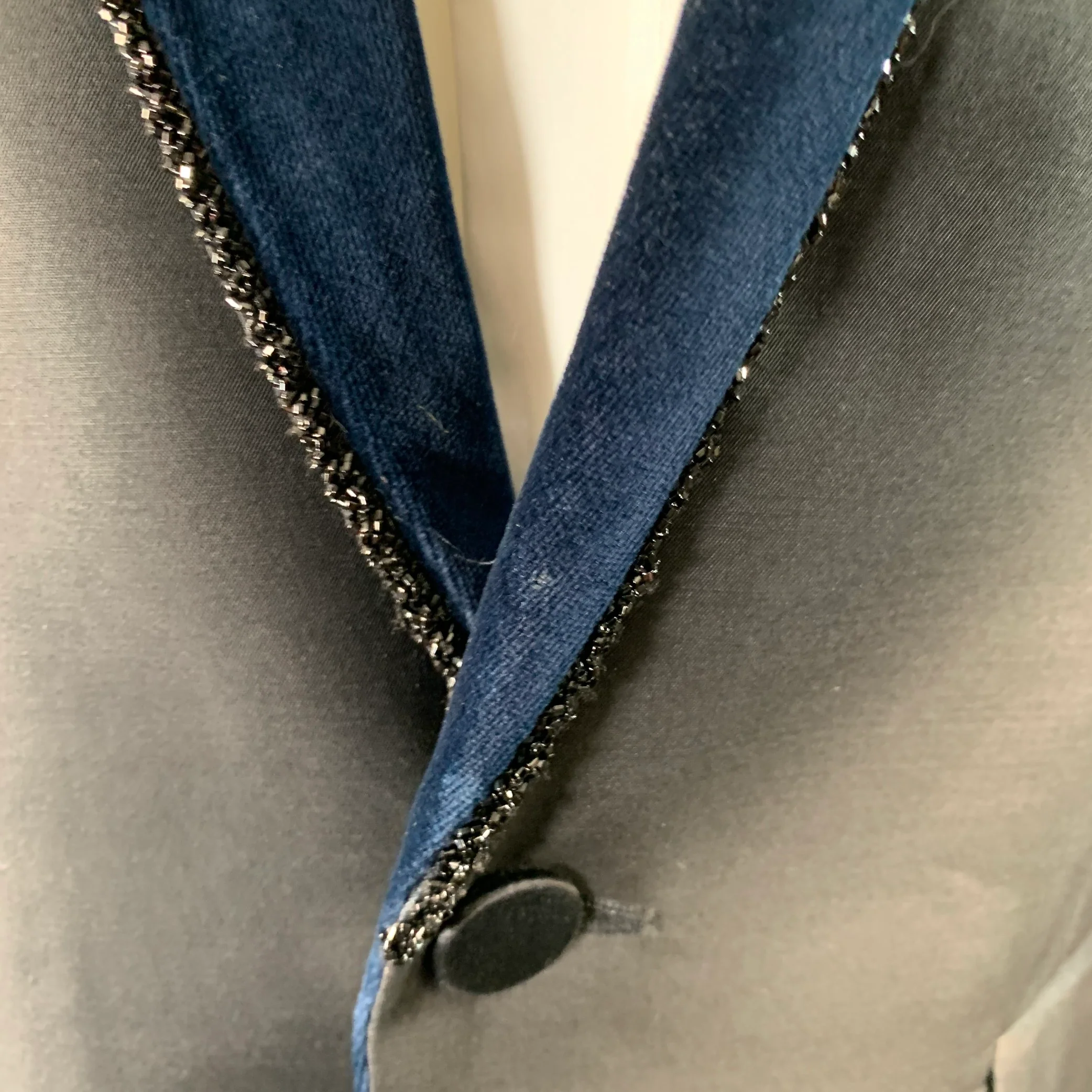 DSQUARED2 Size 40 Black Navy Beaded Wool Blend Shawl Collar Sport Coat - Image 9