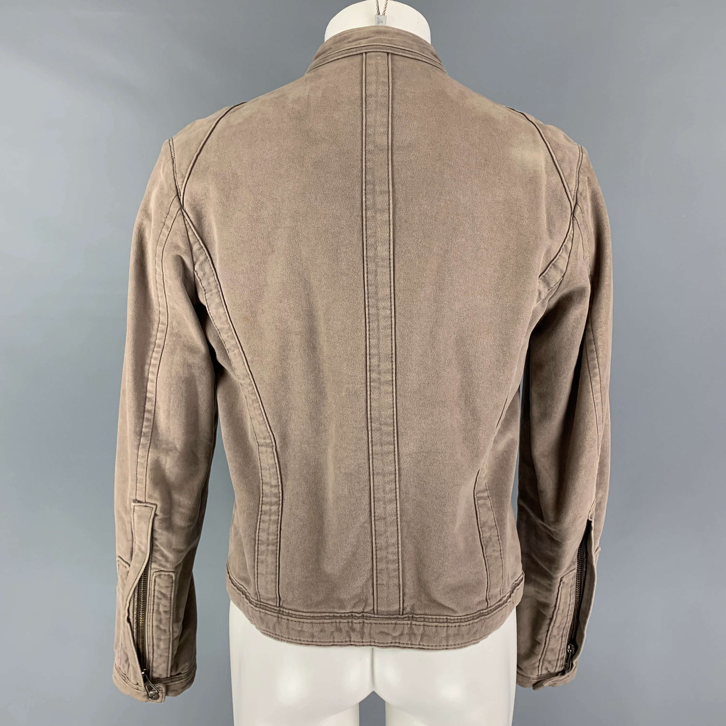 DSQUARED2 Size 40 Taupe Moleskin Zip Up Jacket - Image 4