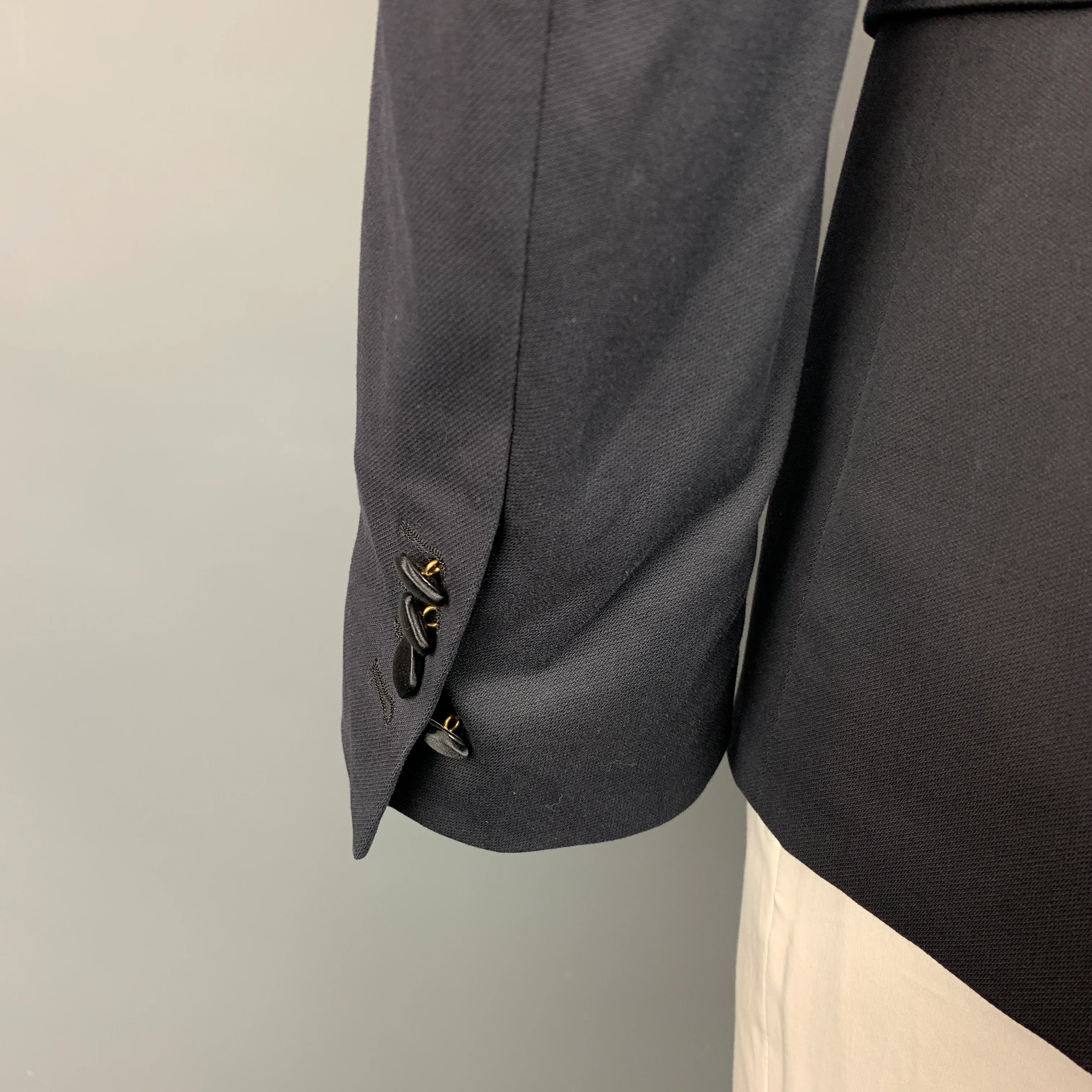 DSQUARED2 Size 42 Black Applique Cotton Blend Peak Lapel Sport Coat - Image 4