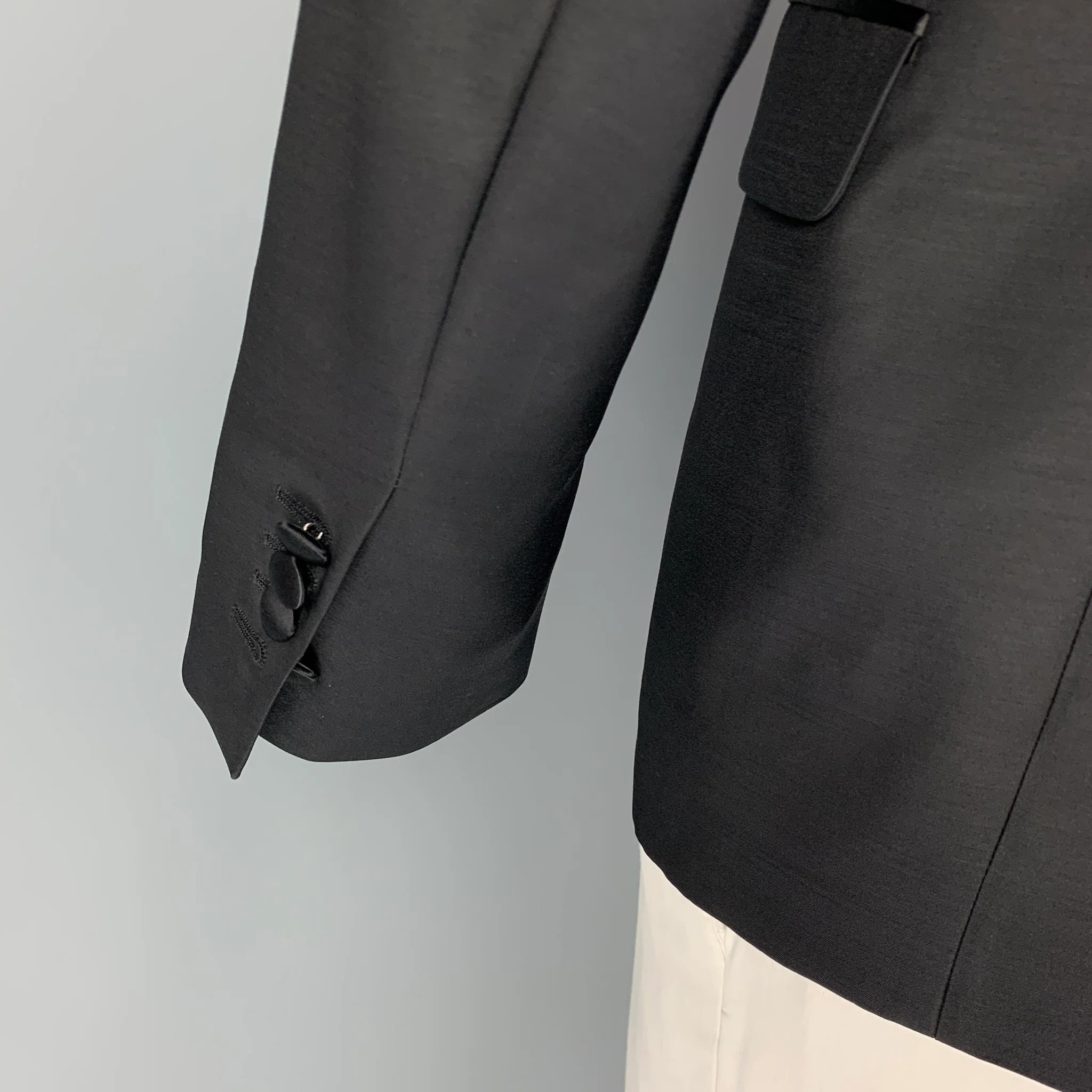 DSQUARED2 Size 42 Black Peak Lapel Tuxedo Sport Coat - Image 4