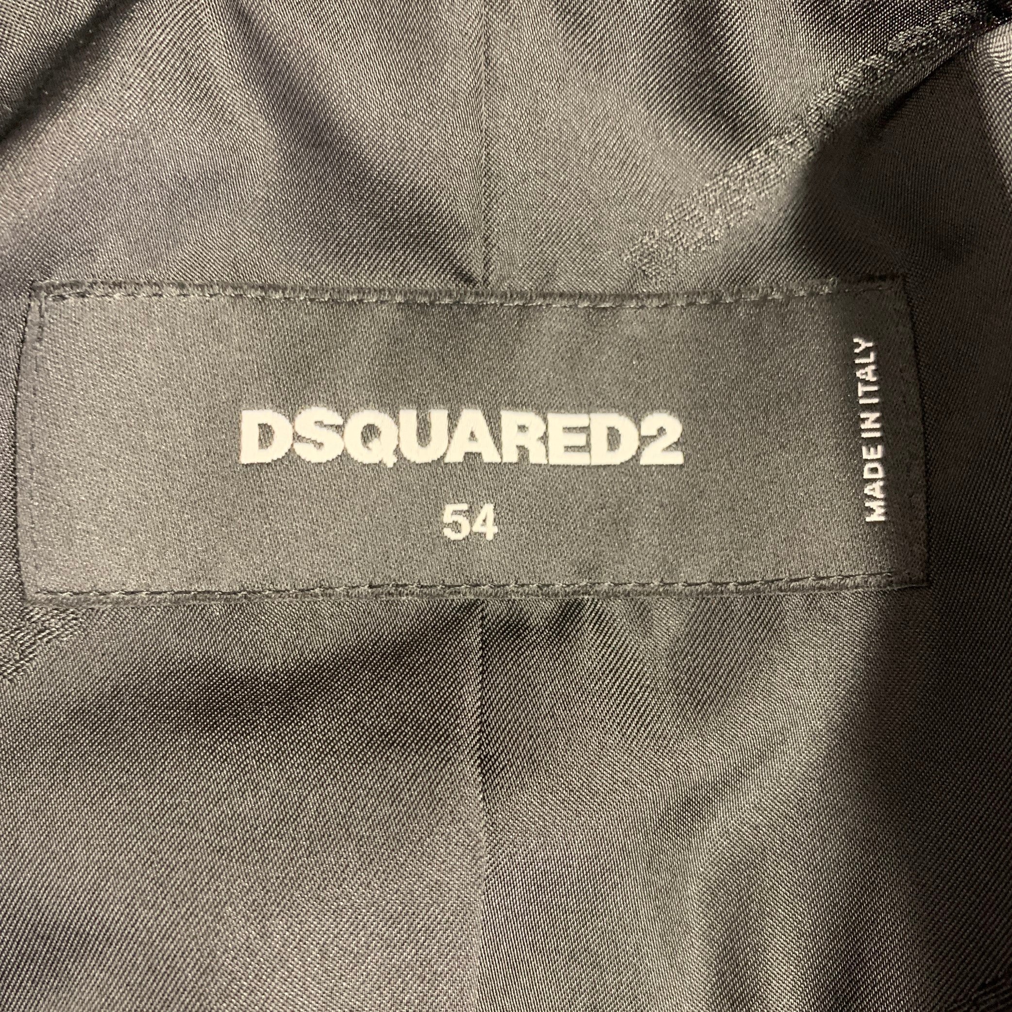 DSQUARED2 Size 44 Black Wool Blend Zip Up Sport Coat - Image 6
