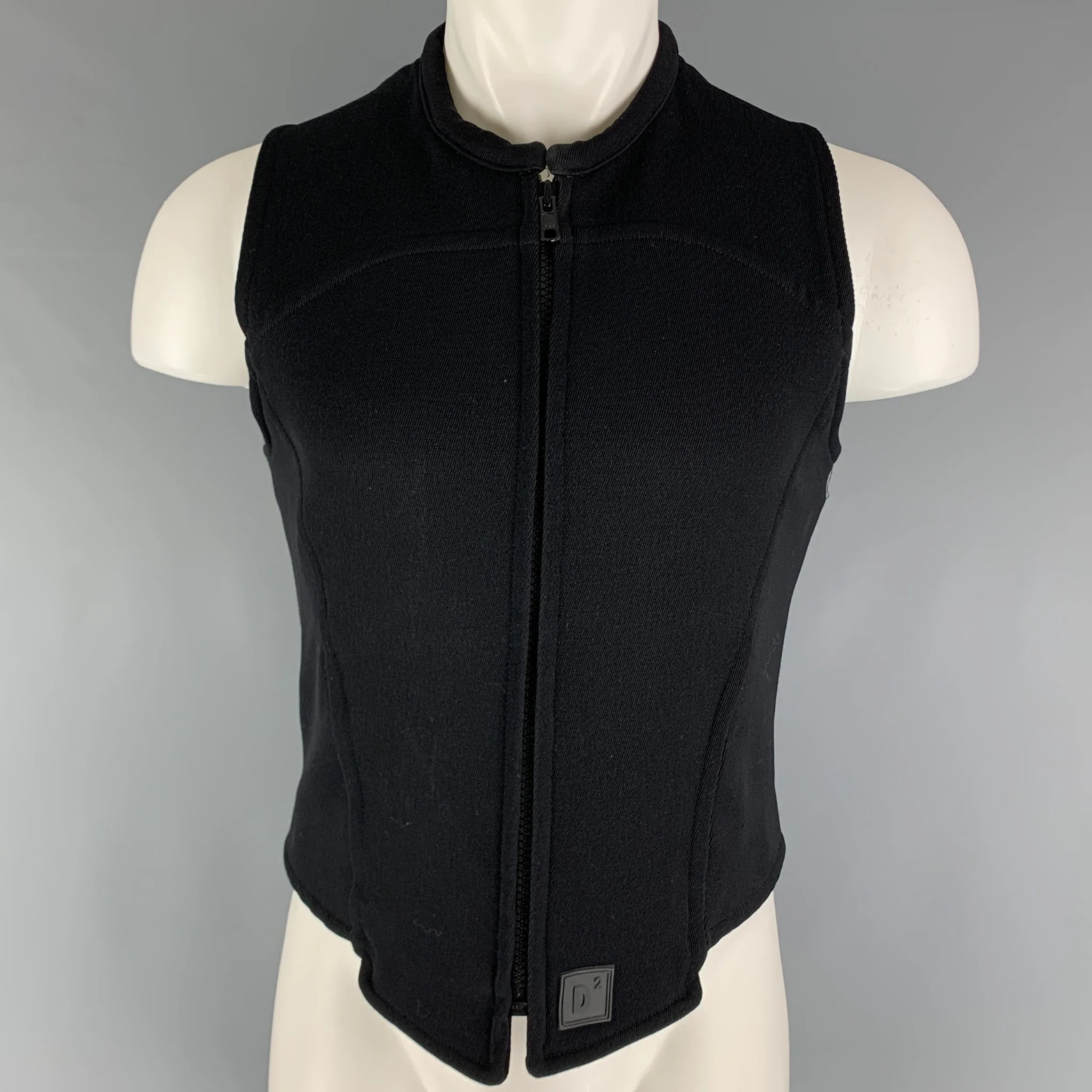 DSQUARED2 Size M Black Ribbed Zip Up Vest