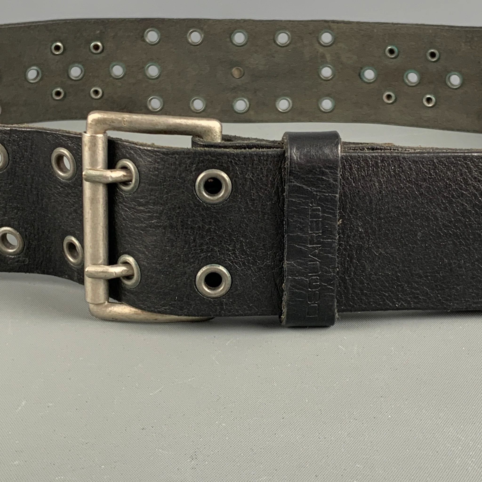 DSQUARED2 Size M Black Sudded Leather Belt - Image 2