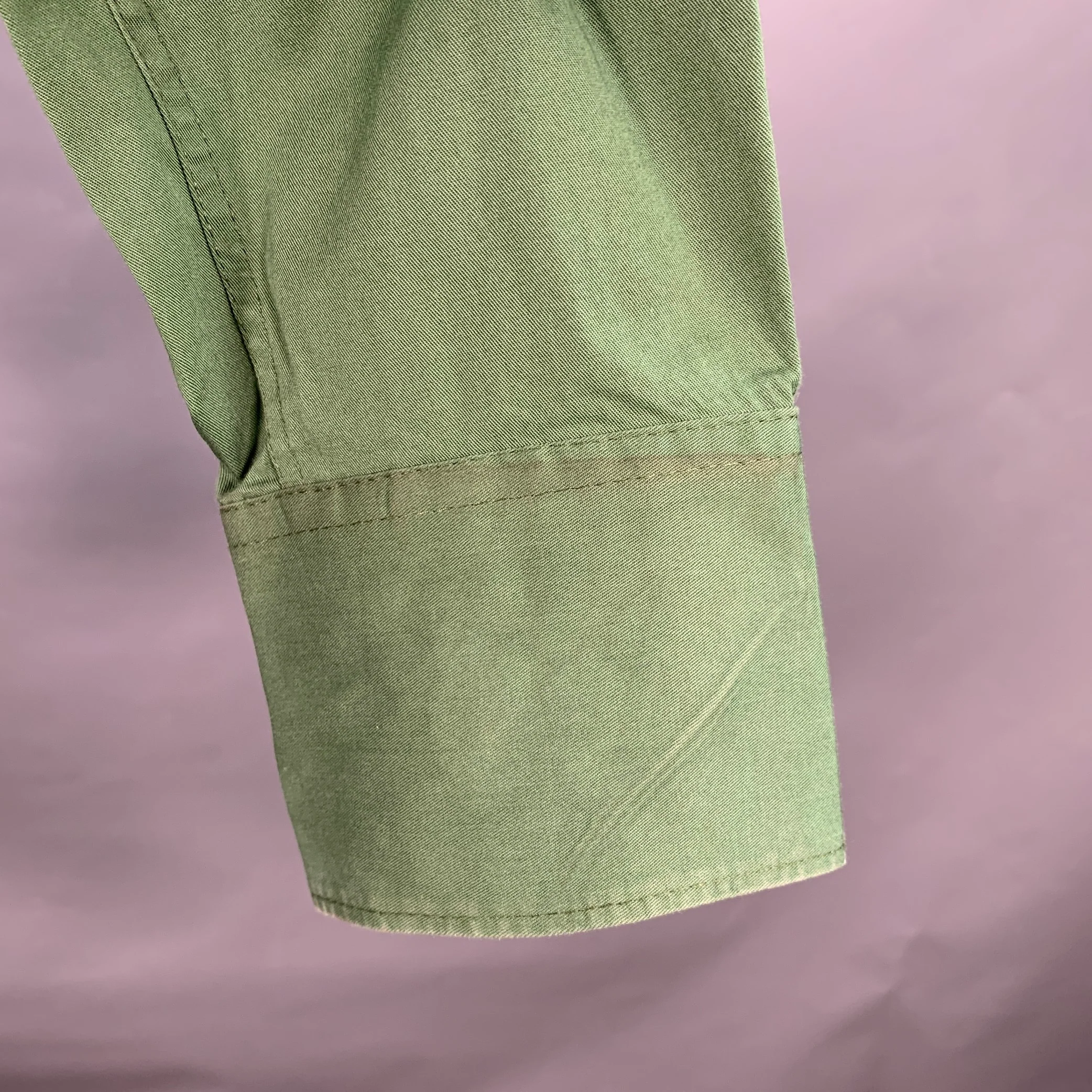 DSQUARED2 Size M Green Cotton Blend Spread Collar Long Sleeve Shirt - Image 5