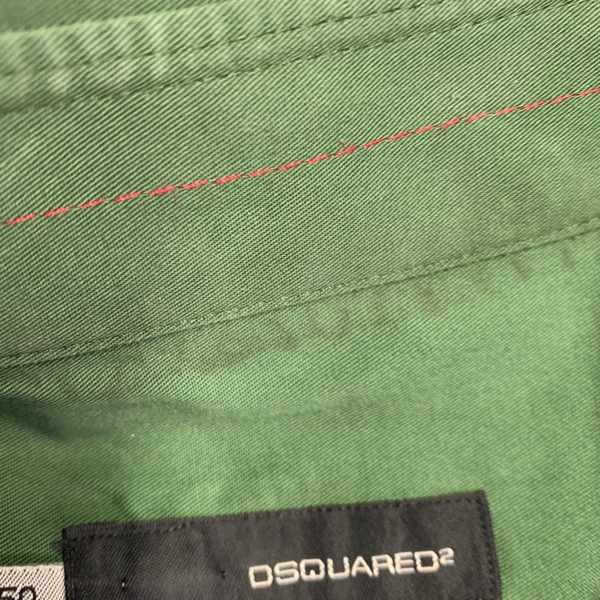 DSQUARED2 Size M Green Cotton Blend Spread Collar Long Sleeve Shirt - Image 7