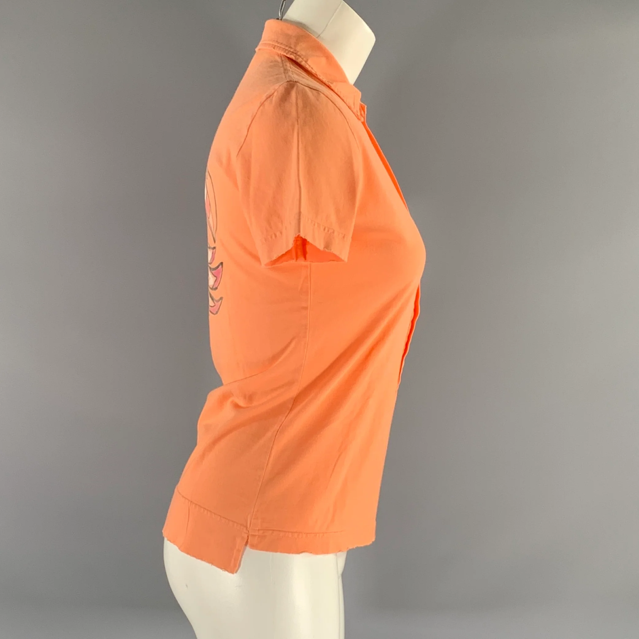 DSQUARED2 Size M Orange Cotton Polo Shirt - Image 3