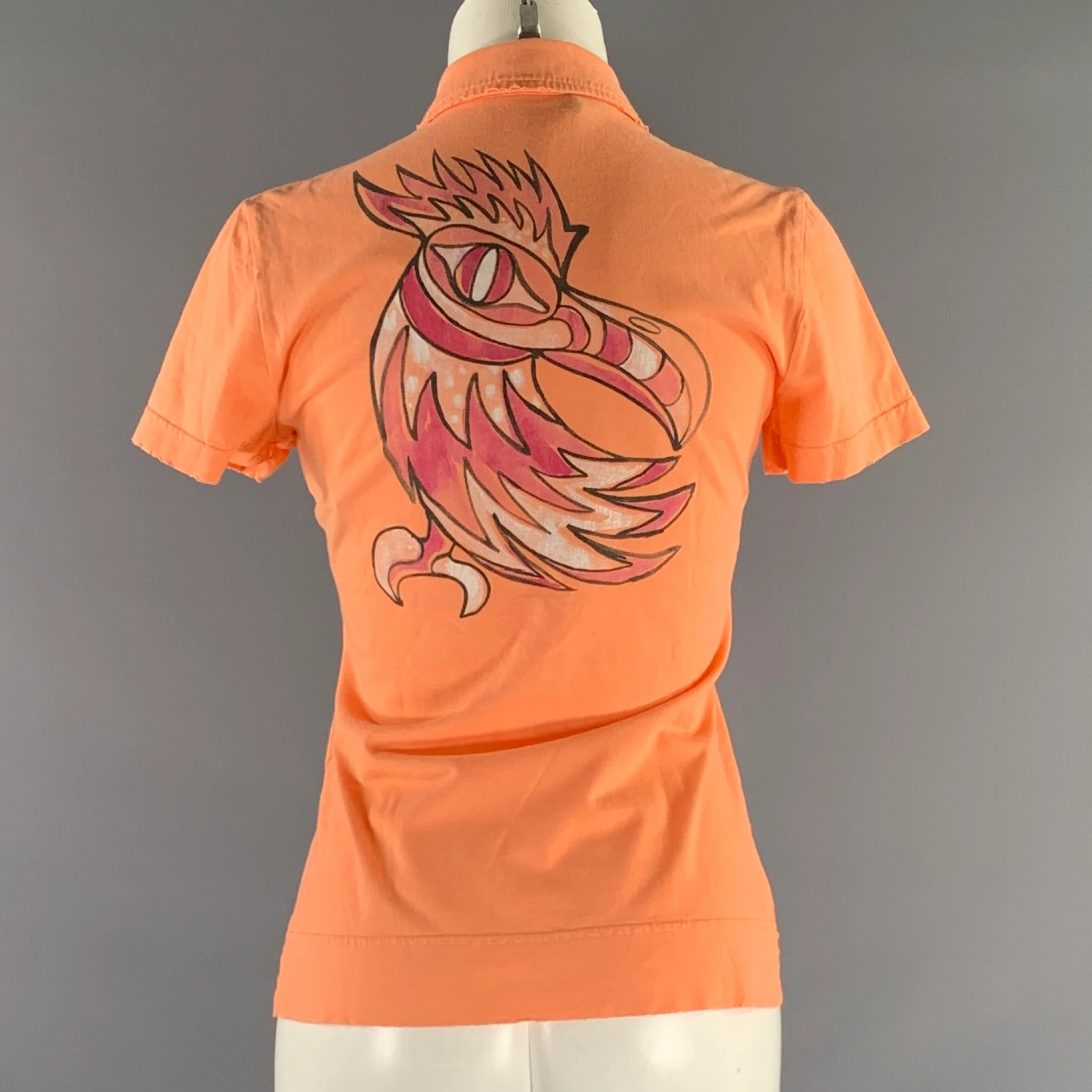 DSQUARED2 Size M Orange Cotton Polo Shirt - Image 4
