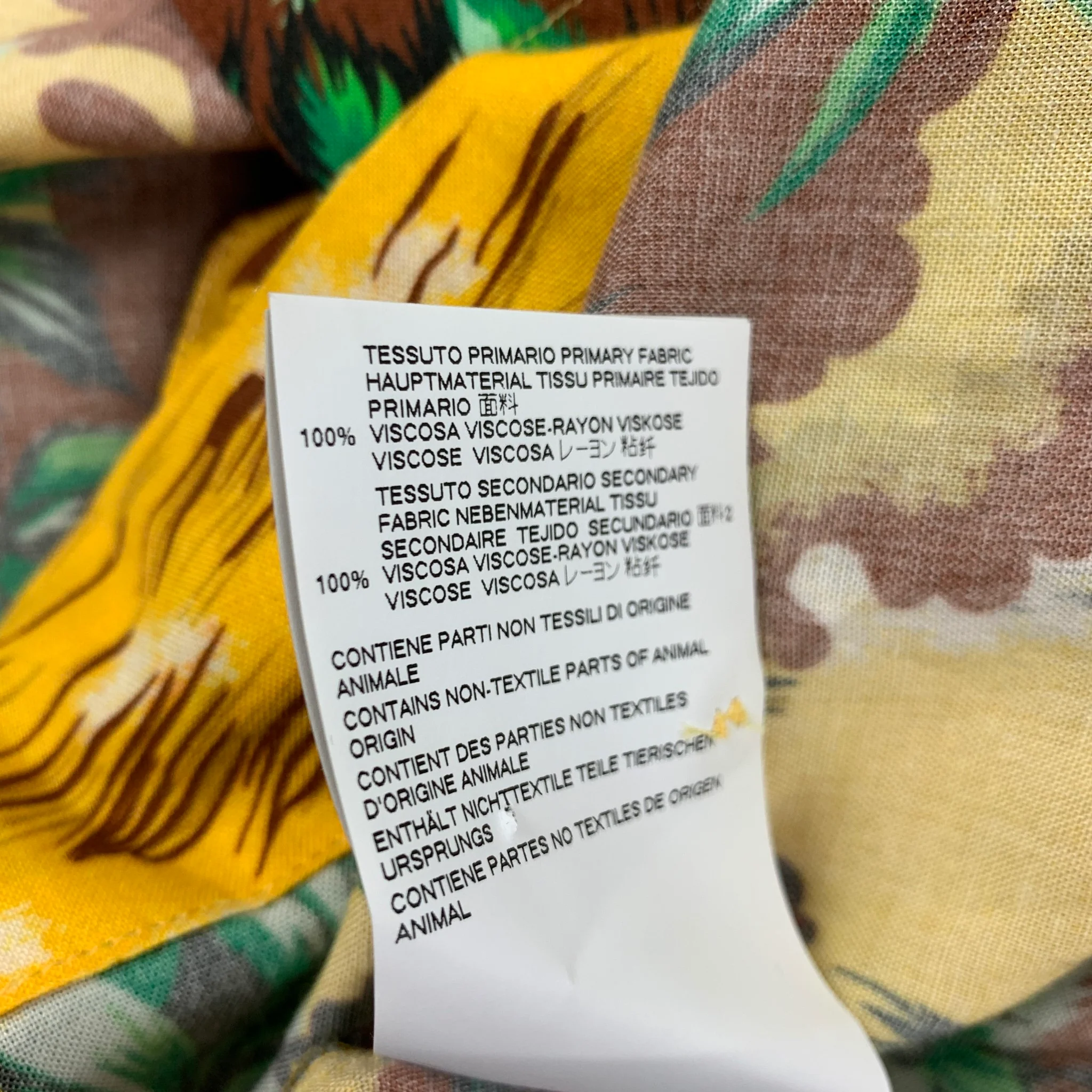 DSQUARED2 Size M Yellow Multi-Color Hawaiian Viscose Cropped Short Sleeve Shirt - Image 5