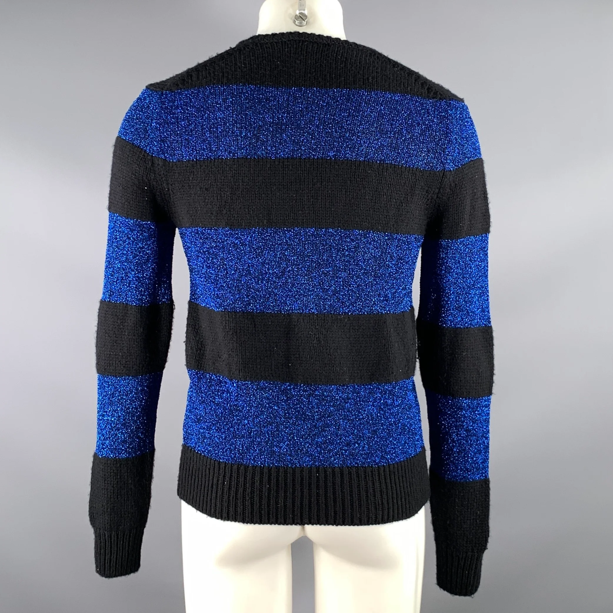 DSQUARED2 Size S Black Cobalt Metallic Wool Blend Pull On Sweater - Image 3