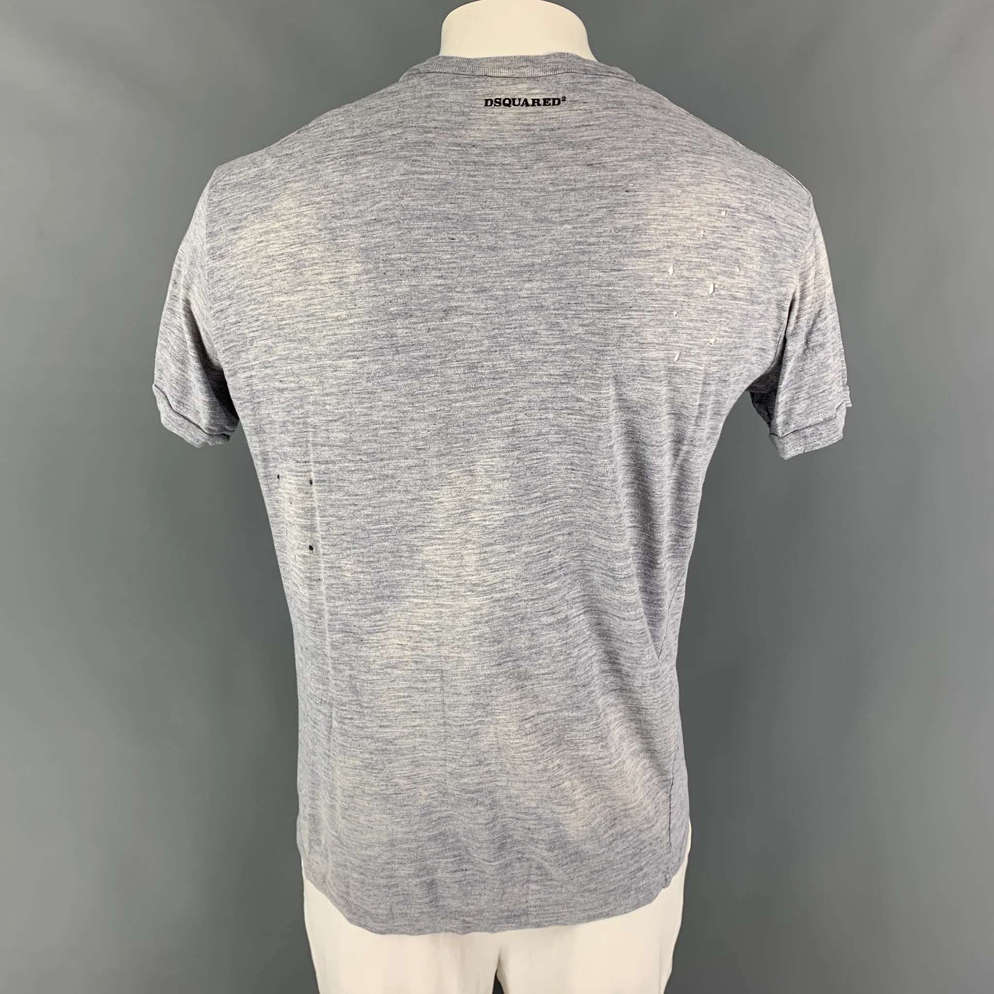 DSQUARED2 Size XL Grey Black Graphic Cotton T-shirt - Image 3