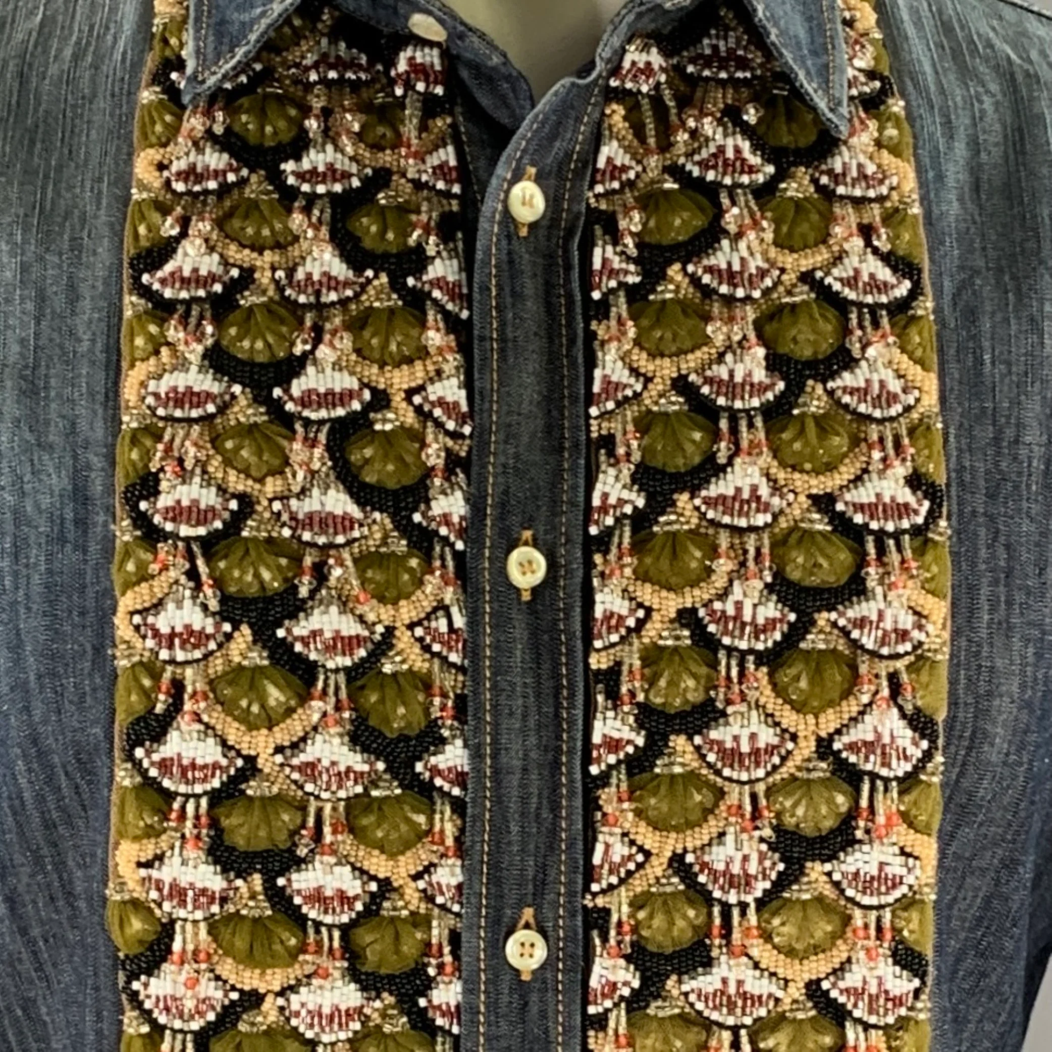 DSQUARED2 Size XS Indigo Embroidery Denim Button Up Long Sleeve Shirt - Image 2