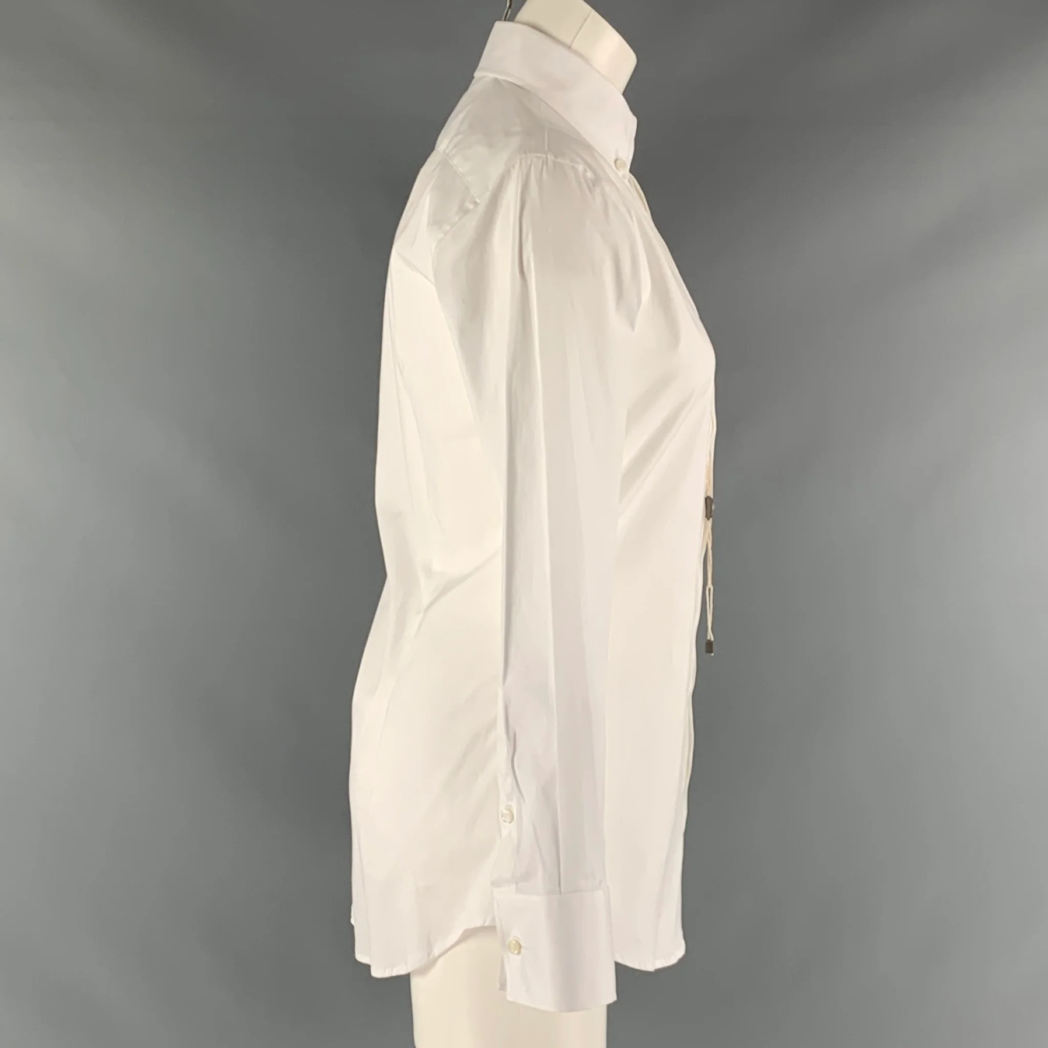 DSQUARED2 Size XXS White Cotton Solid Button Down Shirt - Image 2