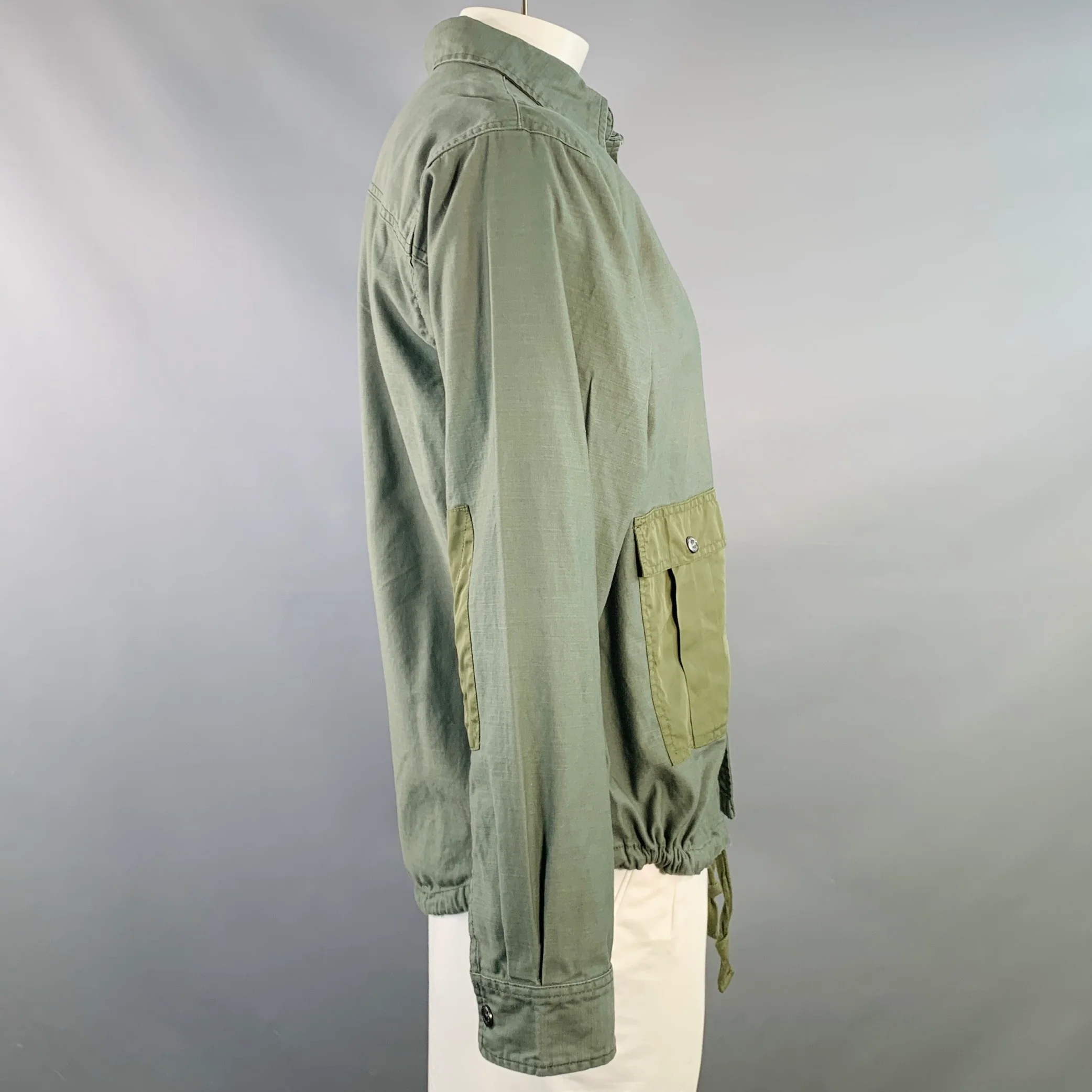 DUBBLE WARE Size L Olive Cotton Snaps Long Sleeve Shirt Jacket - Image 3