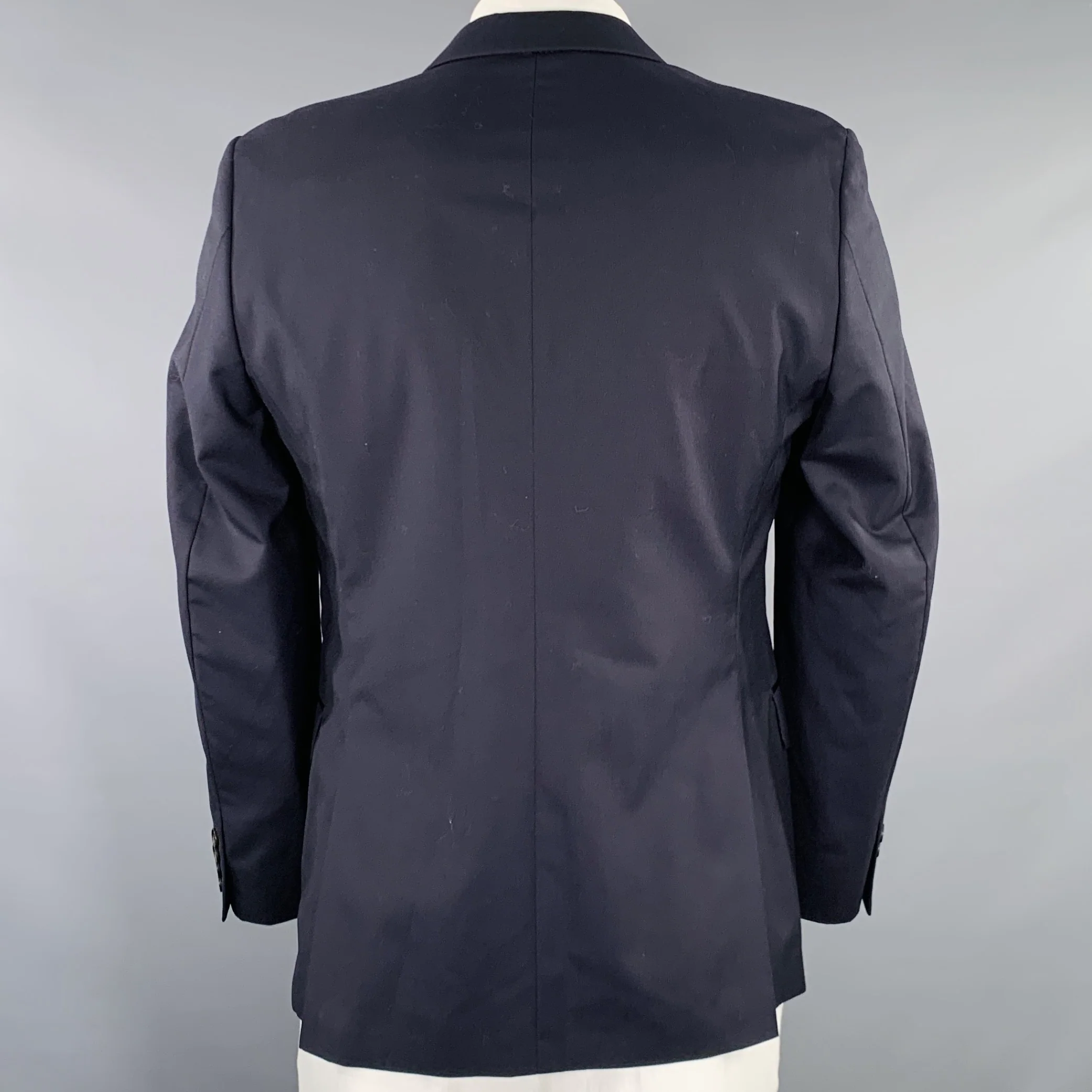 DUCKIE BROWN Size 42 Navy Black Wool Tuxedo Sport Coat - Image 4