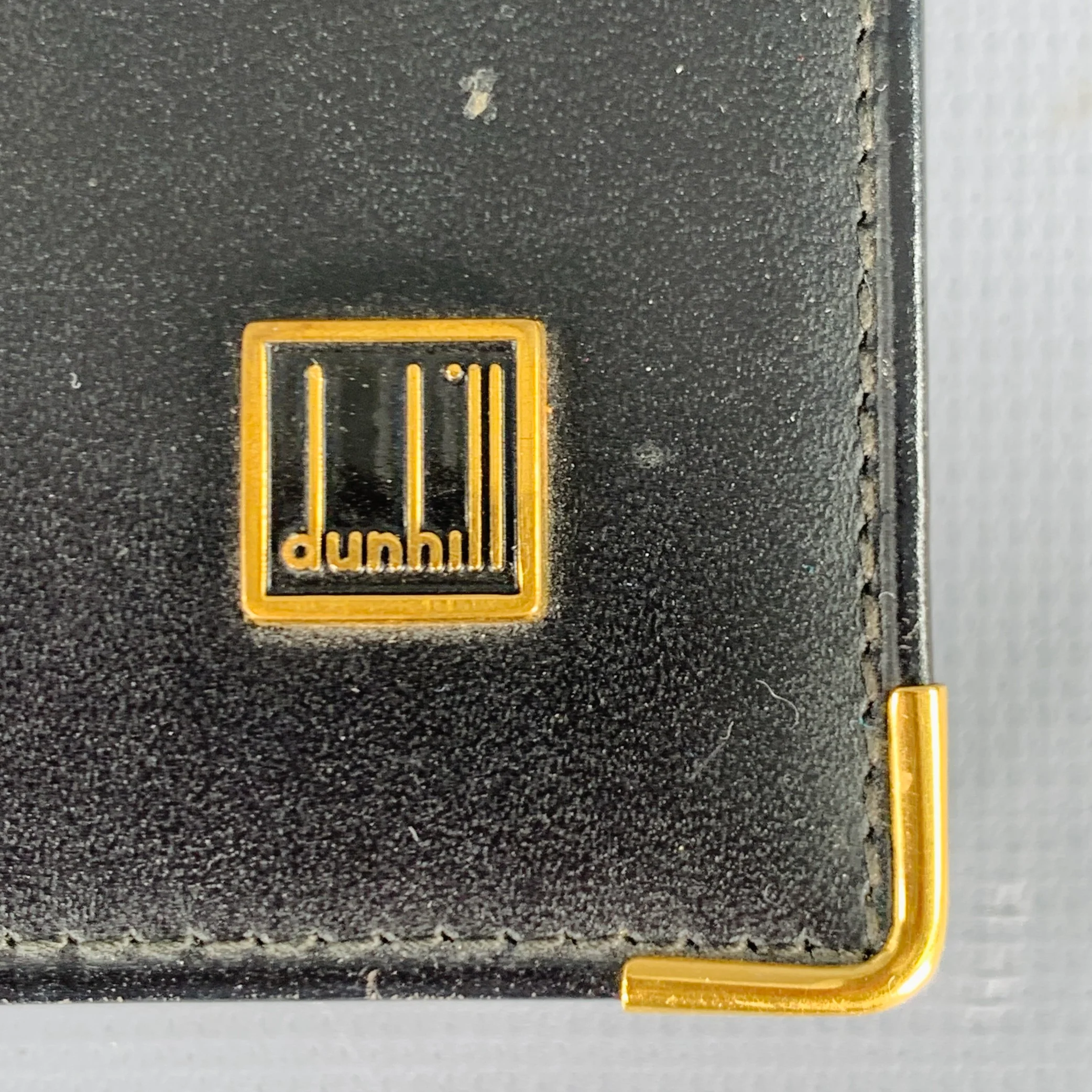 DUNHILL Black Gold Leather Credit Card Holder Bifold Wallet - Image 2