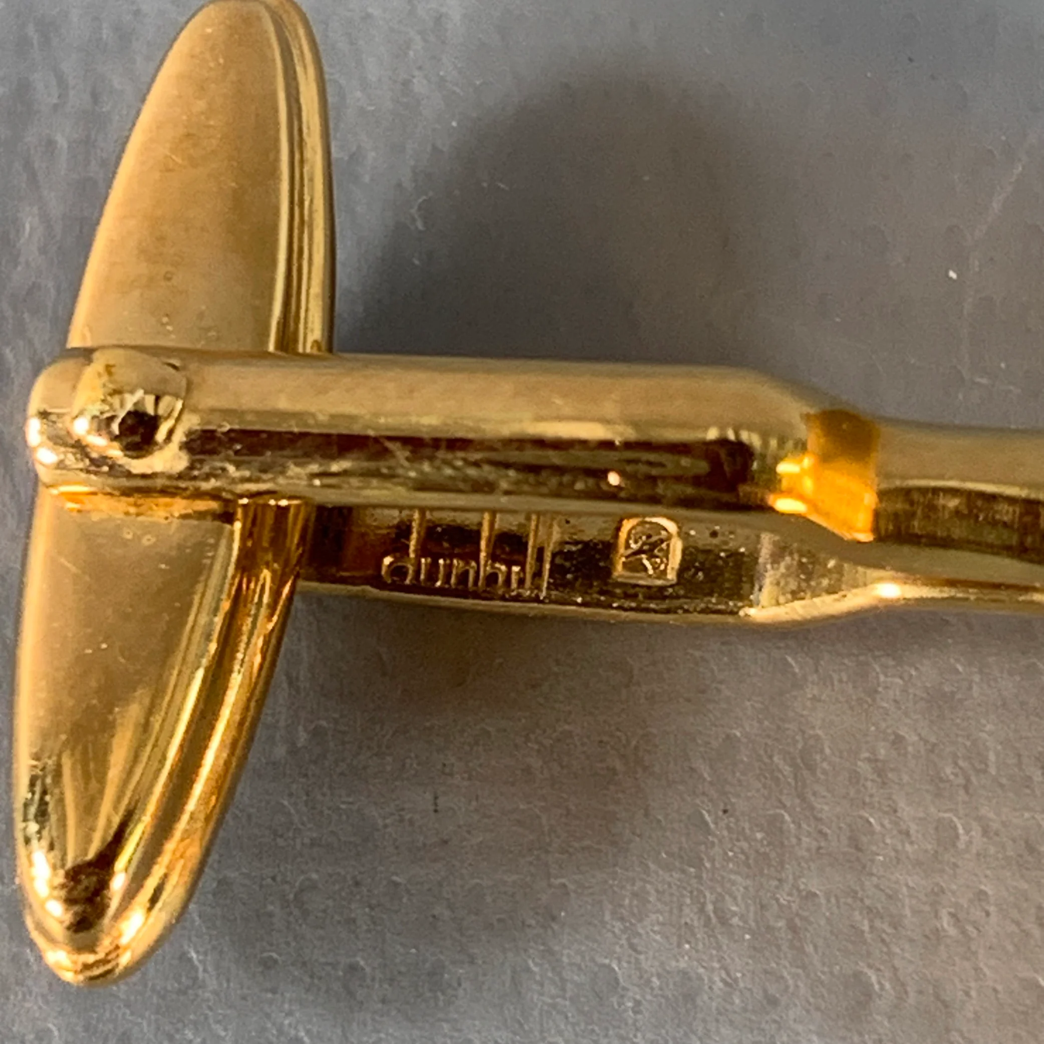 DUNHILL Gold Engraved Metal Monogram Cuff Links - Image 3