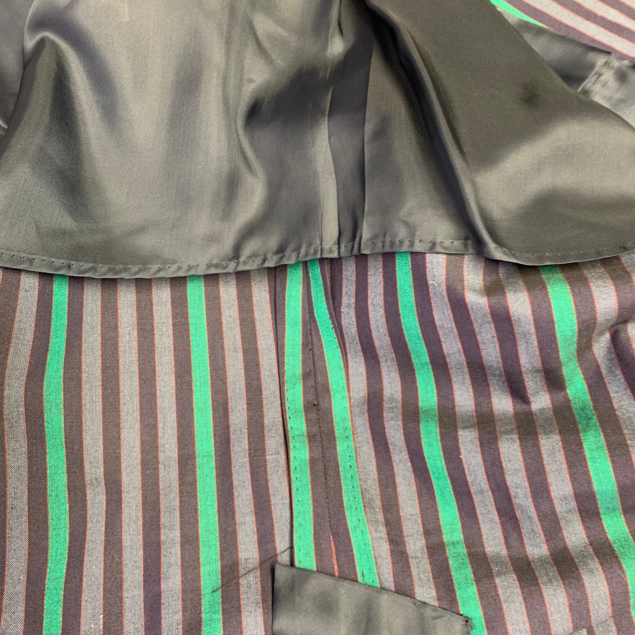 DUNHILL Size 42 Purple Green Stripe Cotton Single Breasted Sport Coat - Image 7