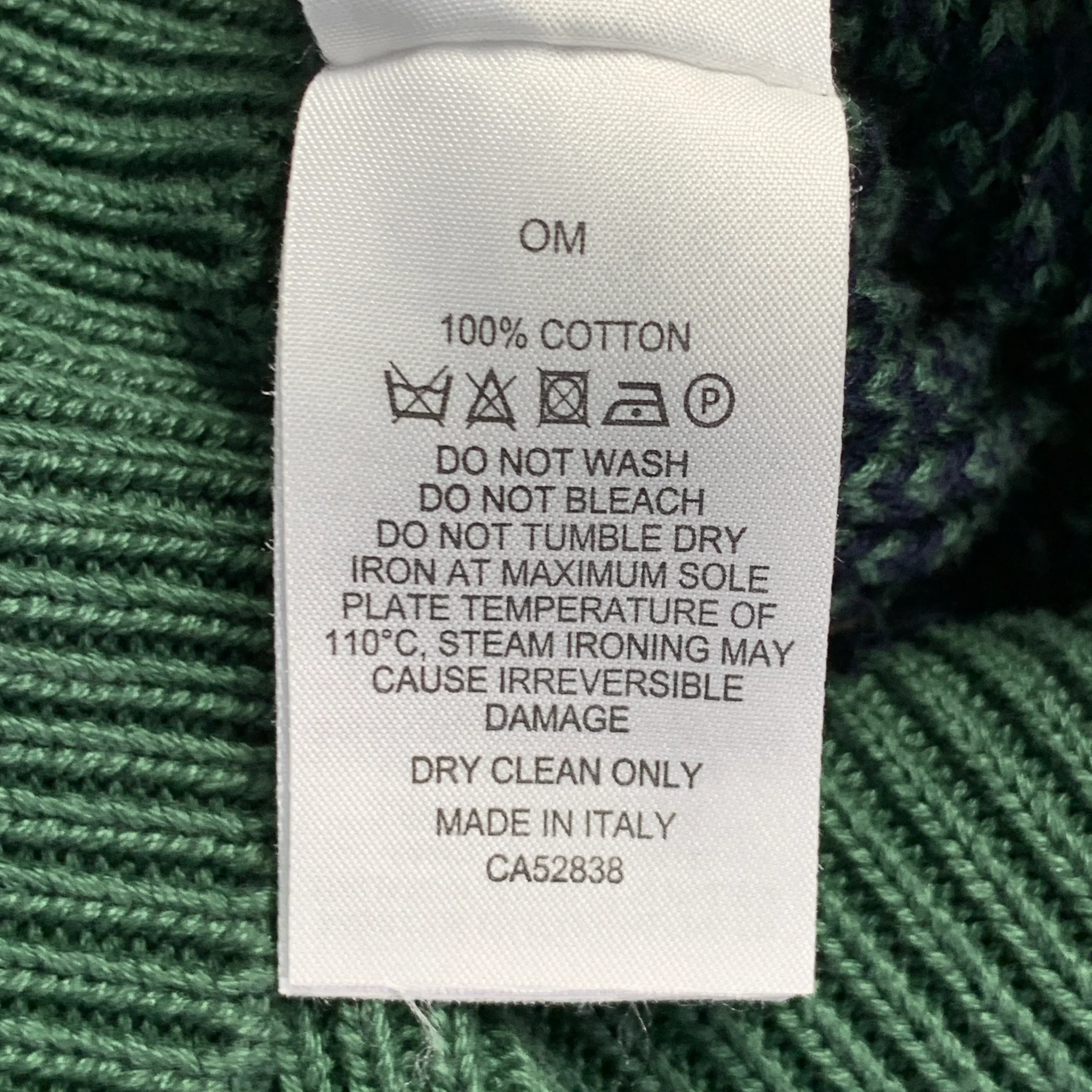 DUNHILL Size M Green Beige Stripe Cotton Crew Neck Sweater - Image 8