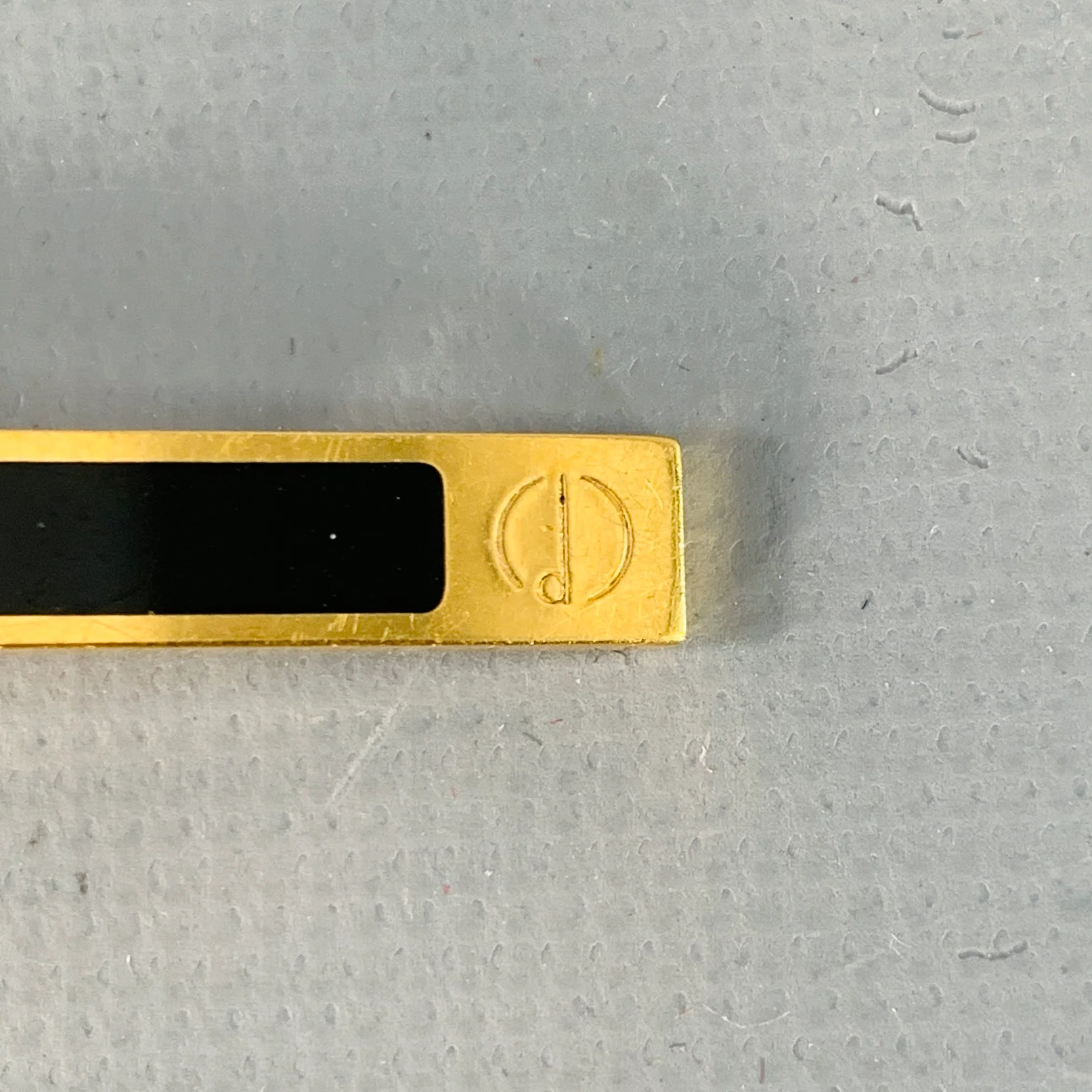 DUNHILL Vintage One Size Gold Black Stripe Metal Tie Clip - Image 2