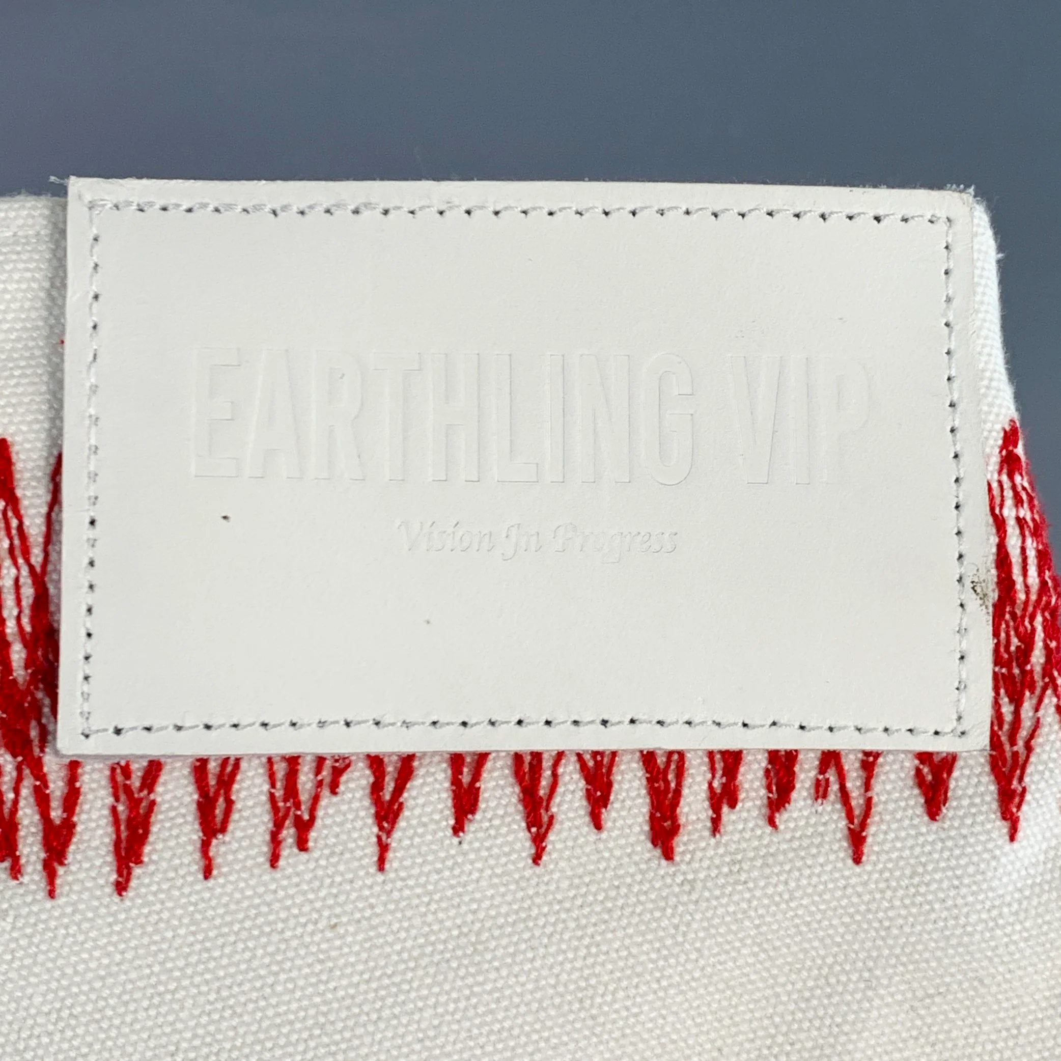 EARTHLING VIP Size 34 Cream Red Embroidery Cotton Rhinestones Casual Pants - Image 4