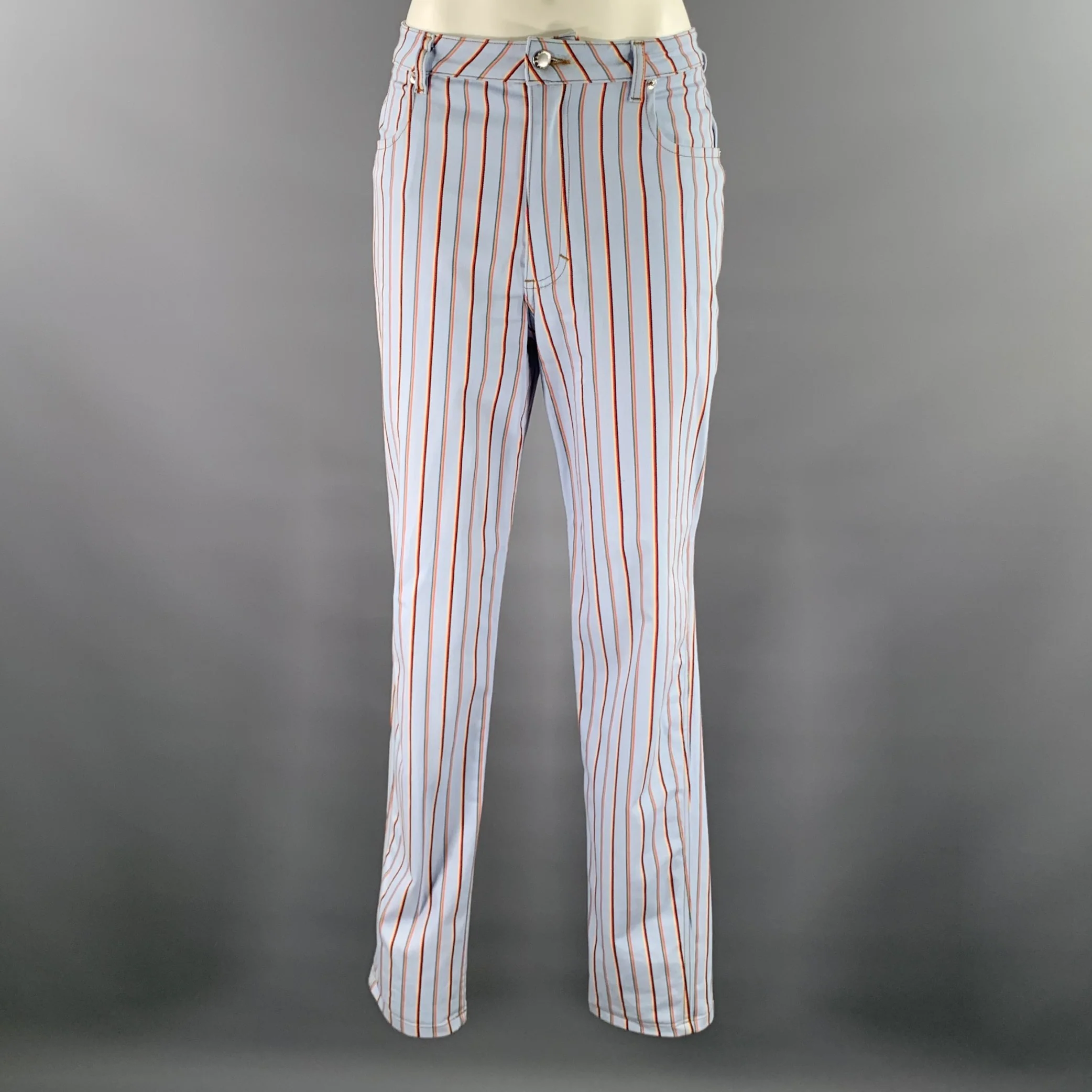 ECKHAUS LATTA Size 30 Light Blue Cotton Blend Stripe Pants