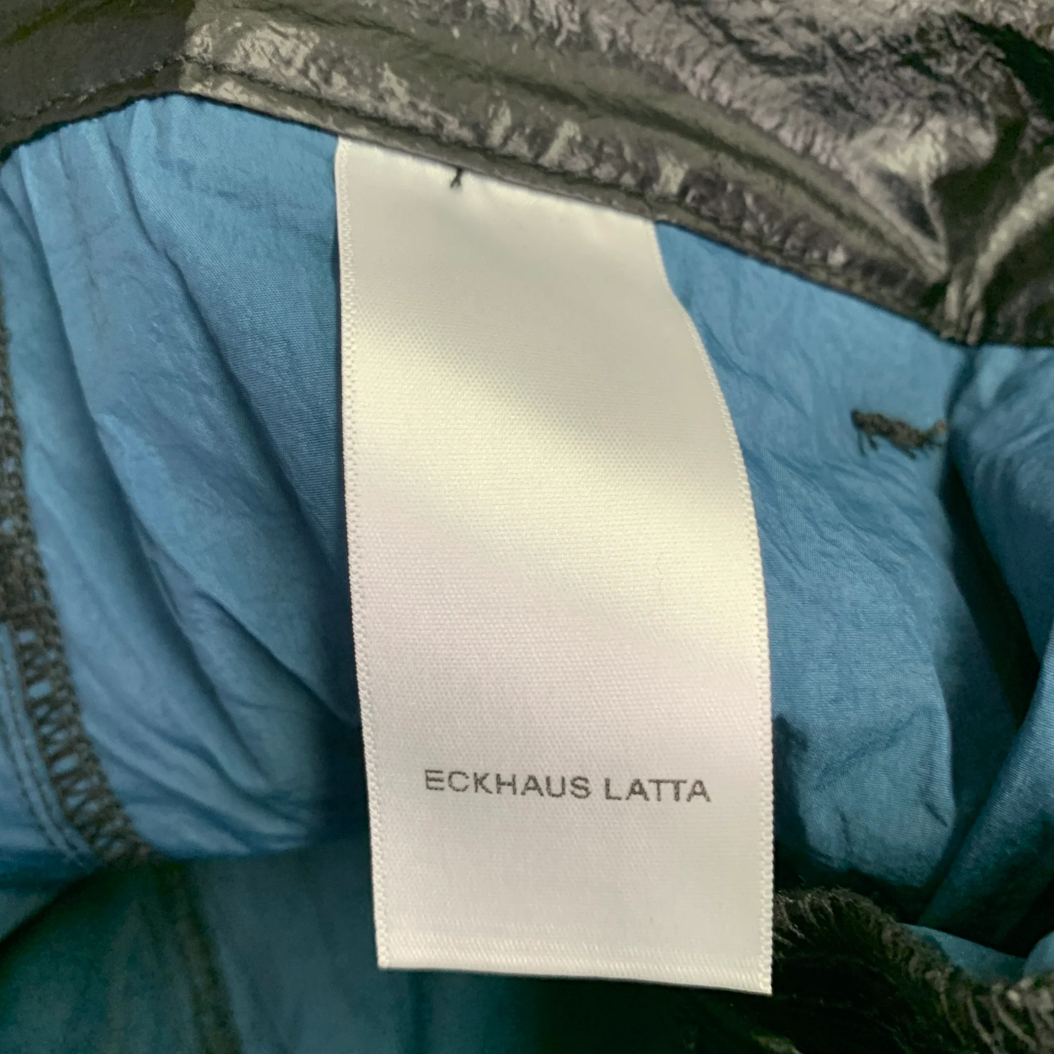 ECKHAUS LATTA Size 34 Black Wrinkled Nylon Pleated Wide Leg Baggy Casual Pants - Image 6