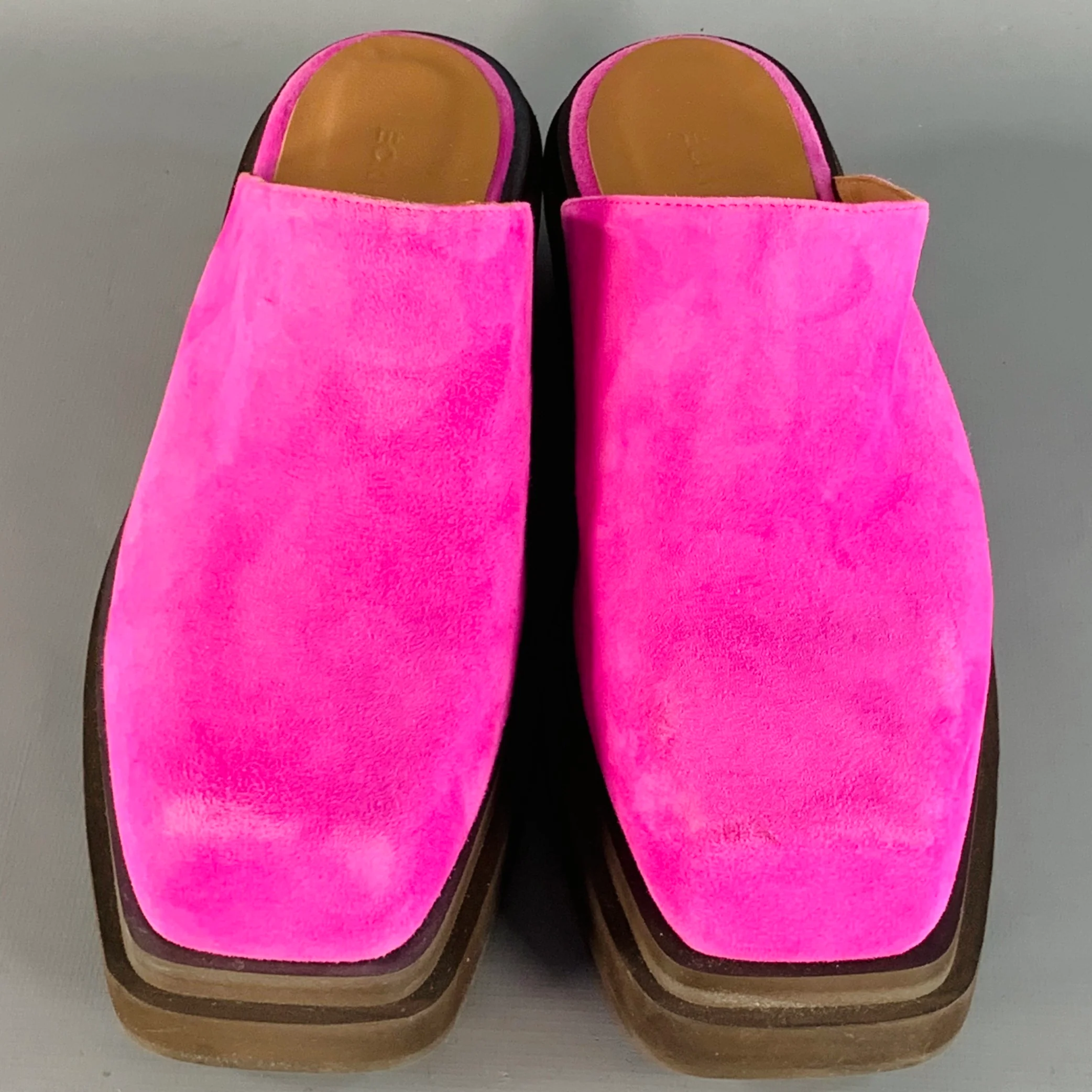 ECKHAUS LATTA Size 9 Pink Fuchsia Suede Mules Flats - Image 4